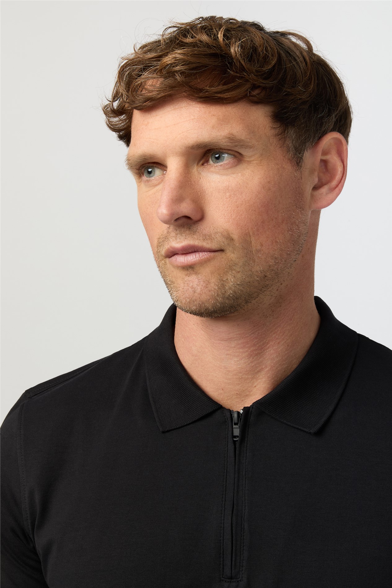  Black Quarter Zip Jersey Polo