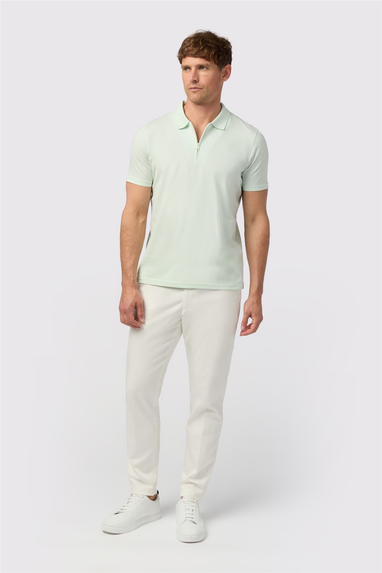 Melka Apple Green Quarter Zip Jersey Polo