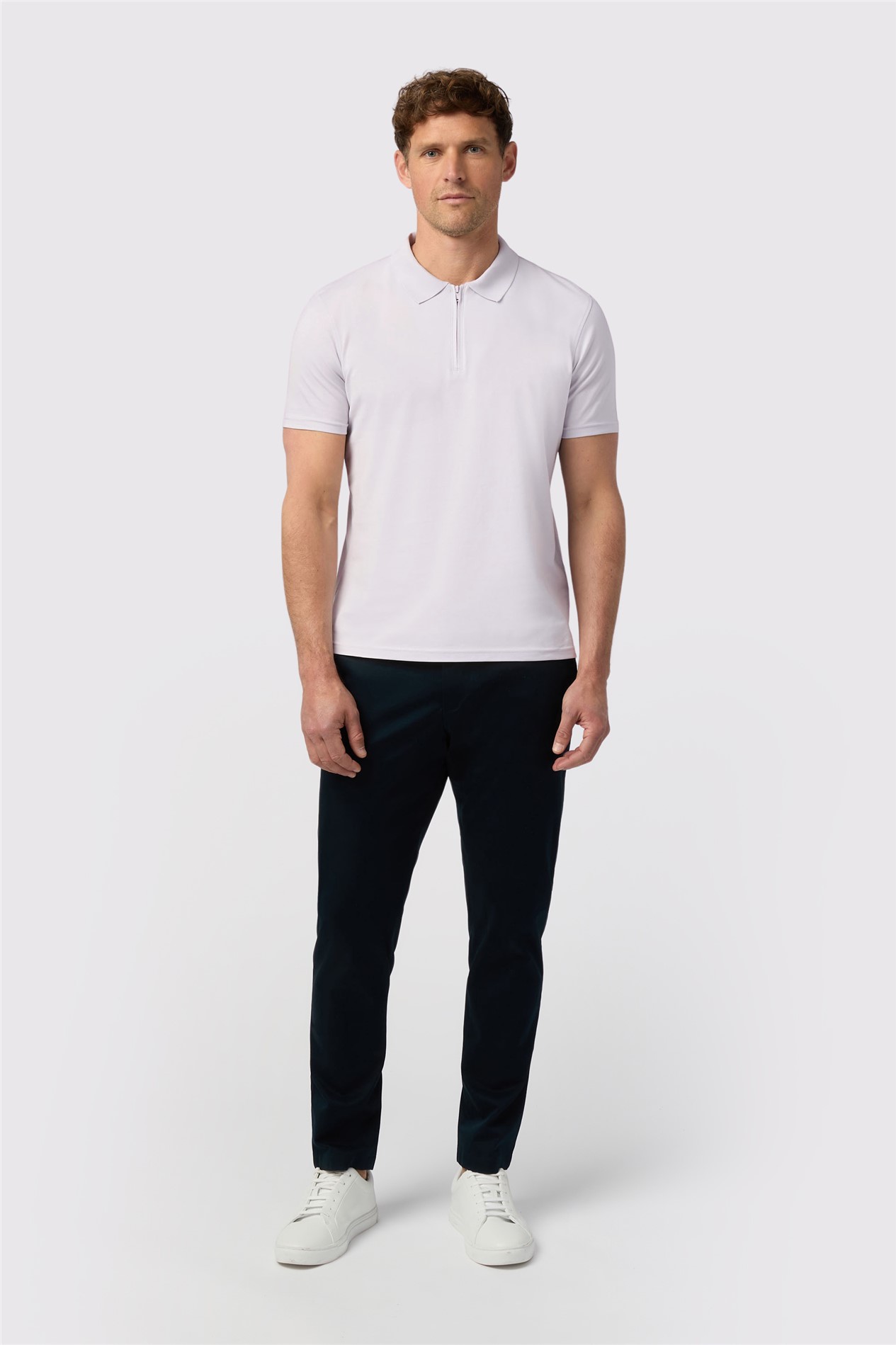 Melka Lilac Quarter Zip Jersey Polo