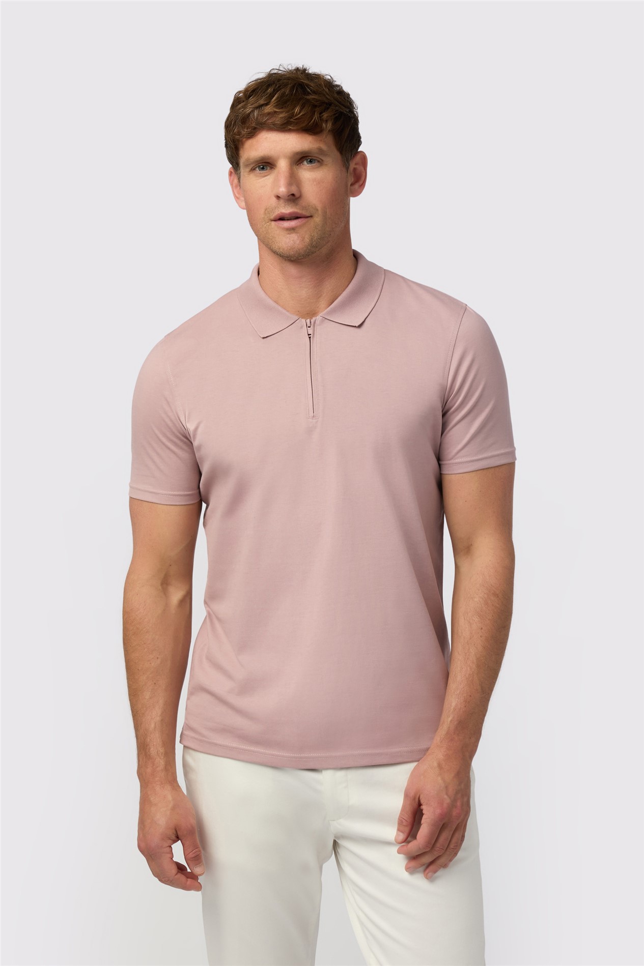 Melka Mauve Quarter Zip Jersey Polo