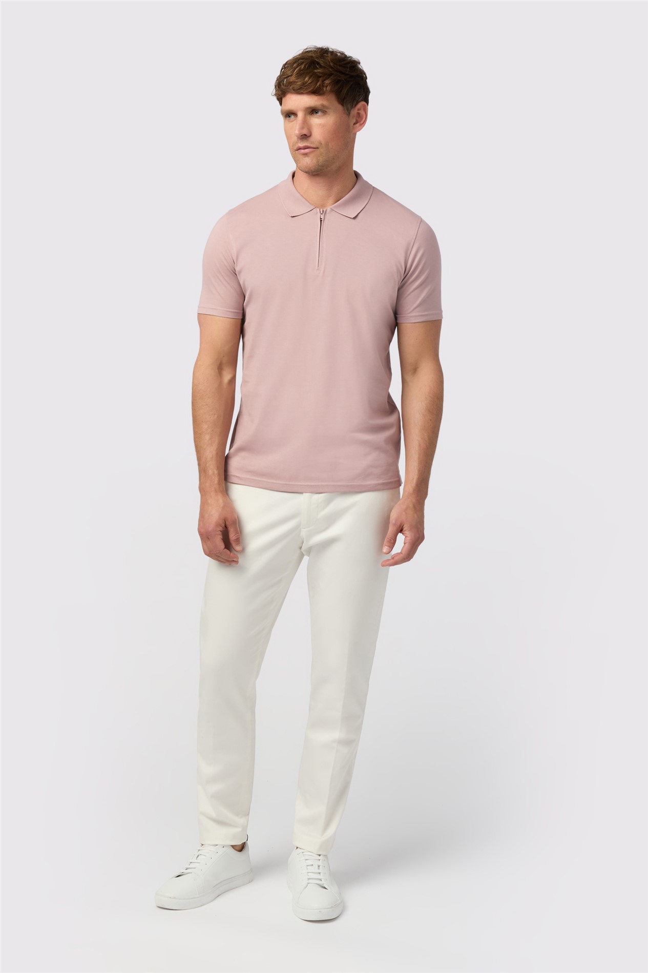 Melka Mauve Quarter Zip Jersey Polo