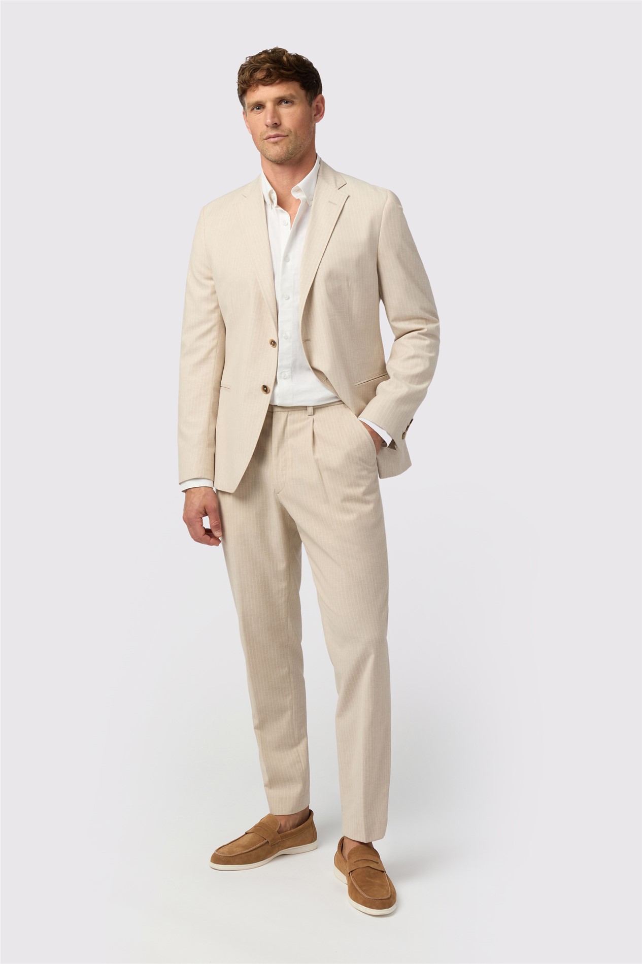 Melka Oatmeal Striped Trousers
