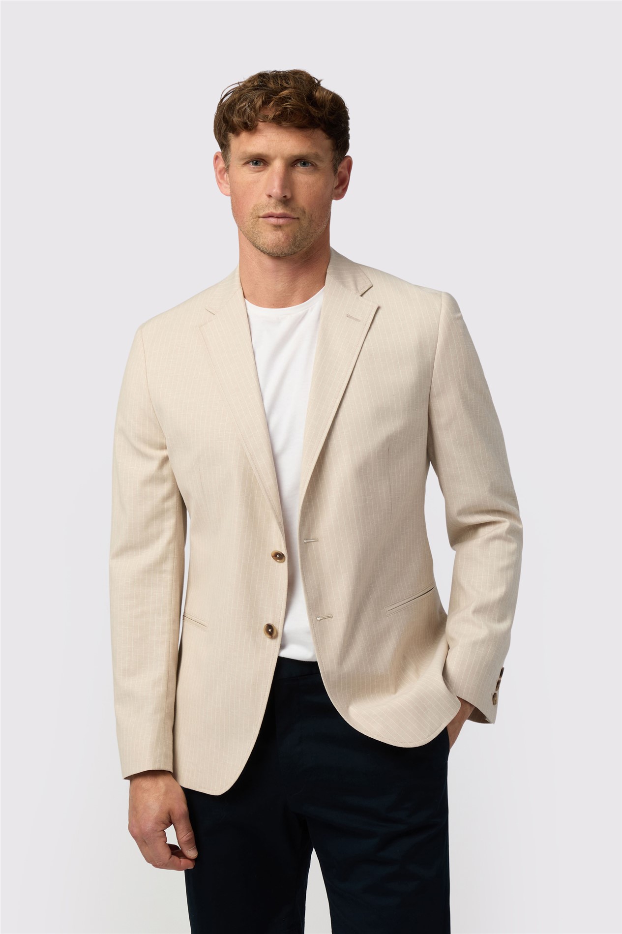 Melka Oatmeal Striped Blazer