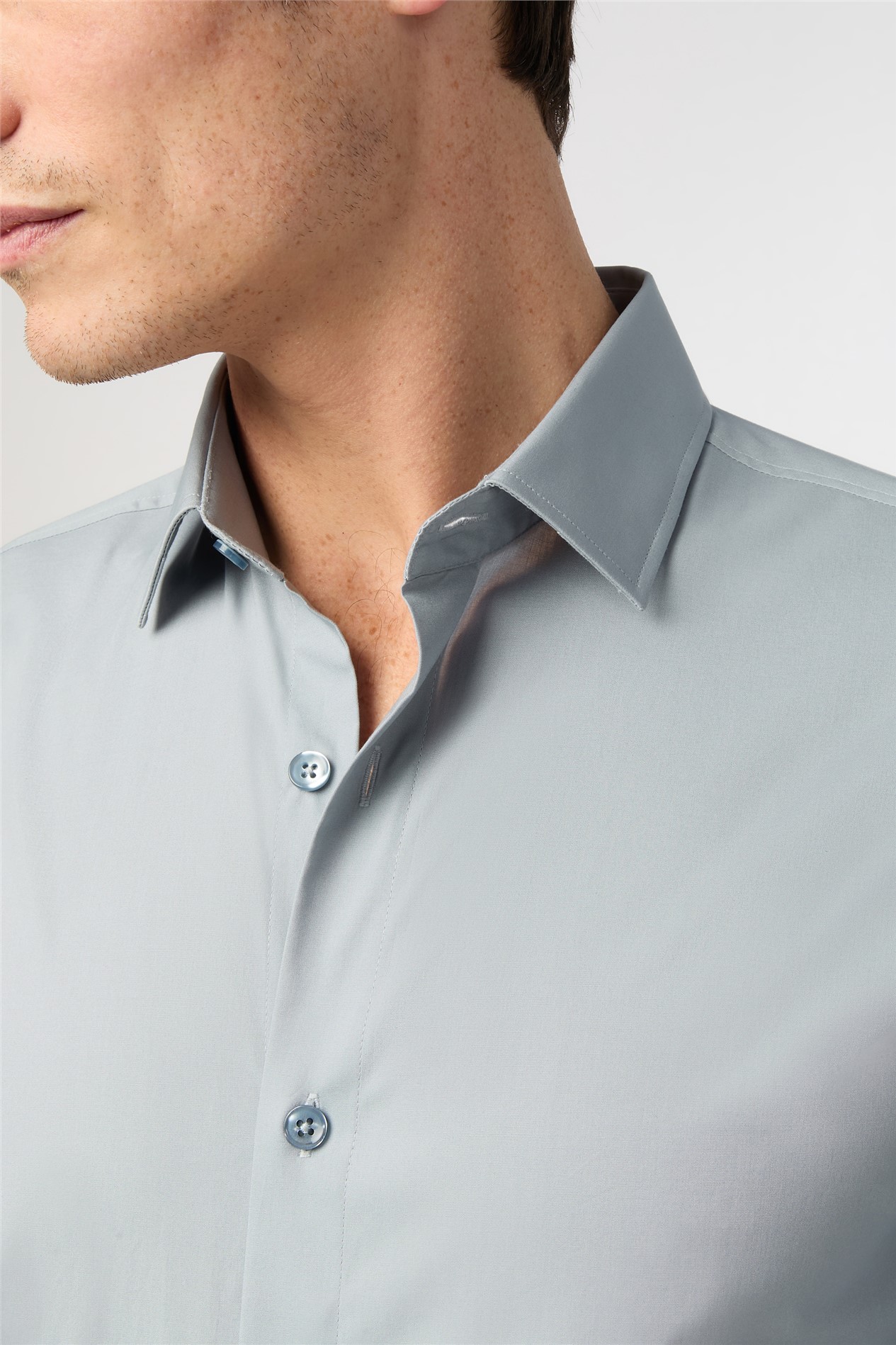Limehaus Slim Fit Duck Egg Stretch Shirt