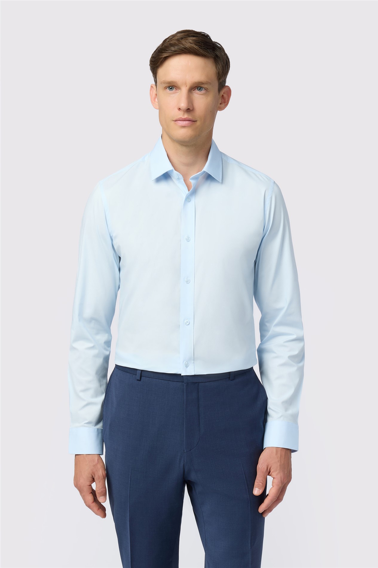 Limehaus Slim Fit Blue Stretch Shirt