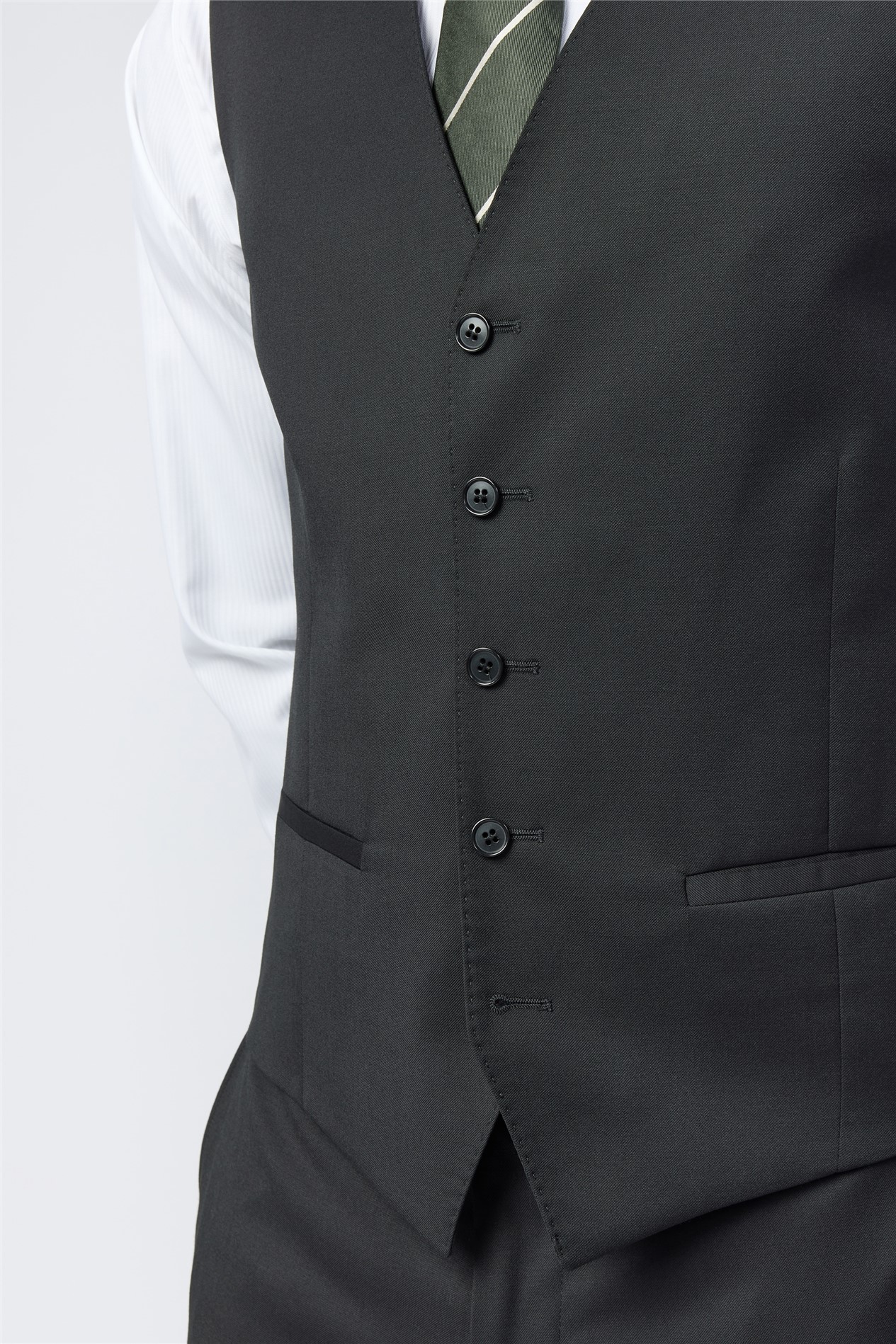 Alexandre Tailored Fit Italian Super 110's Black Twill Waistcoat