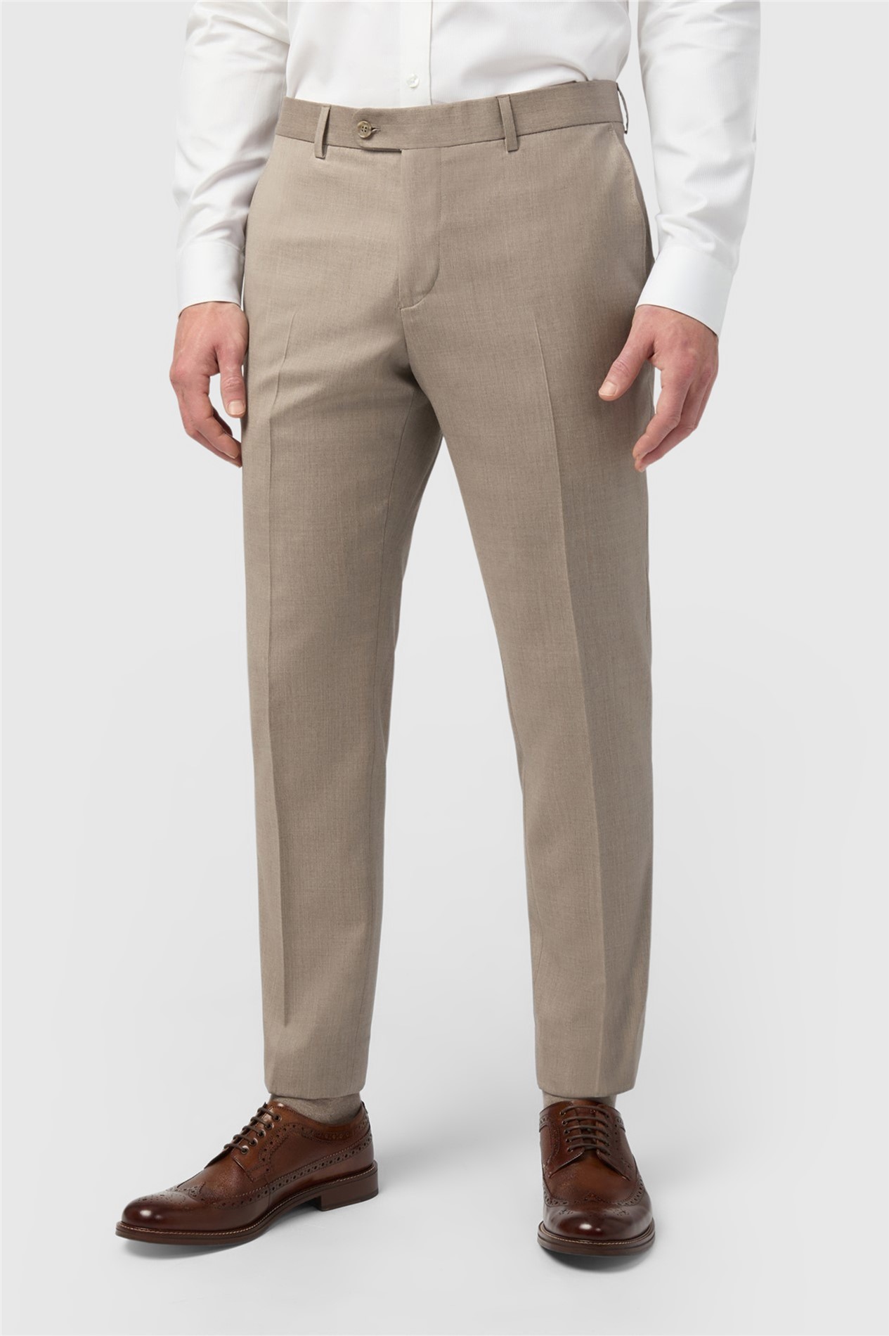 Alexandre Tailored Fit Italian Super 110's Stone Twill Trousers