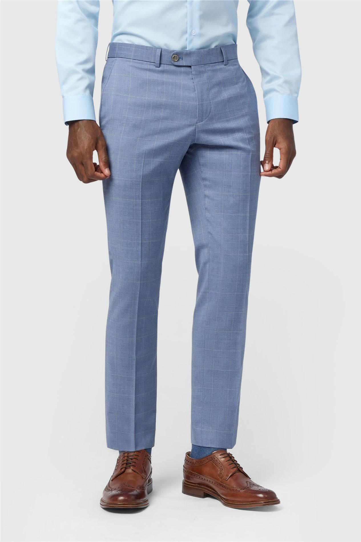 Alexandre Tailored Fit Italian Blue Windowpane Trousers