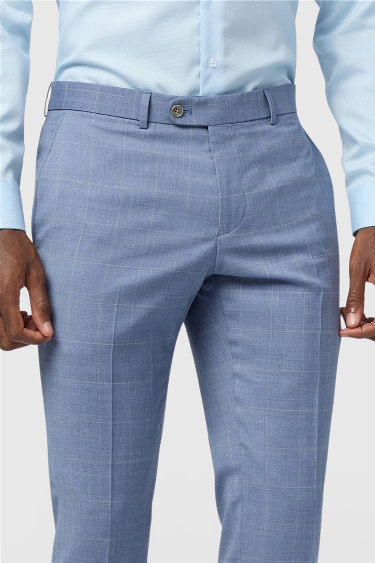 Alexandre Tailored Fit Italian Blue Windowpane Trousers