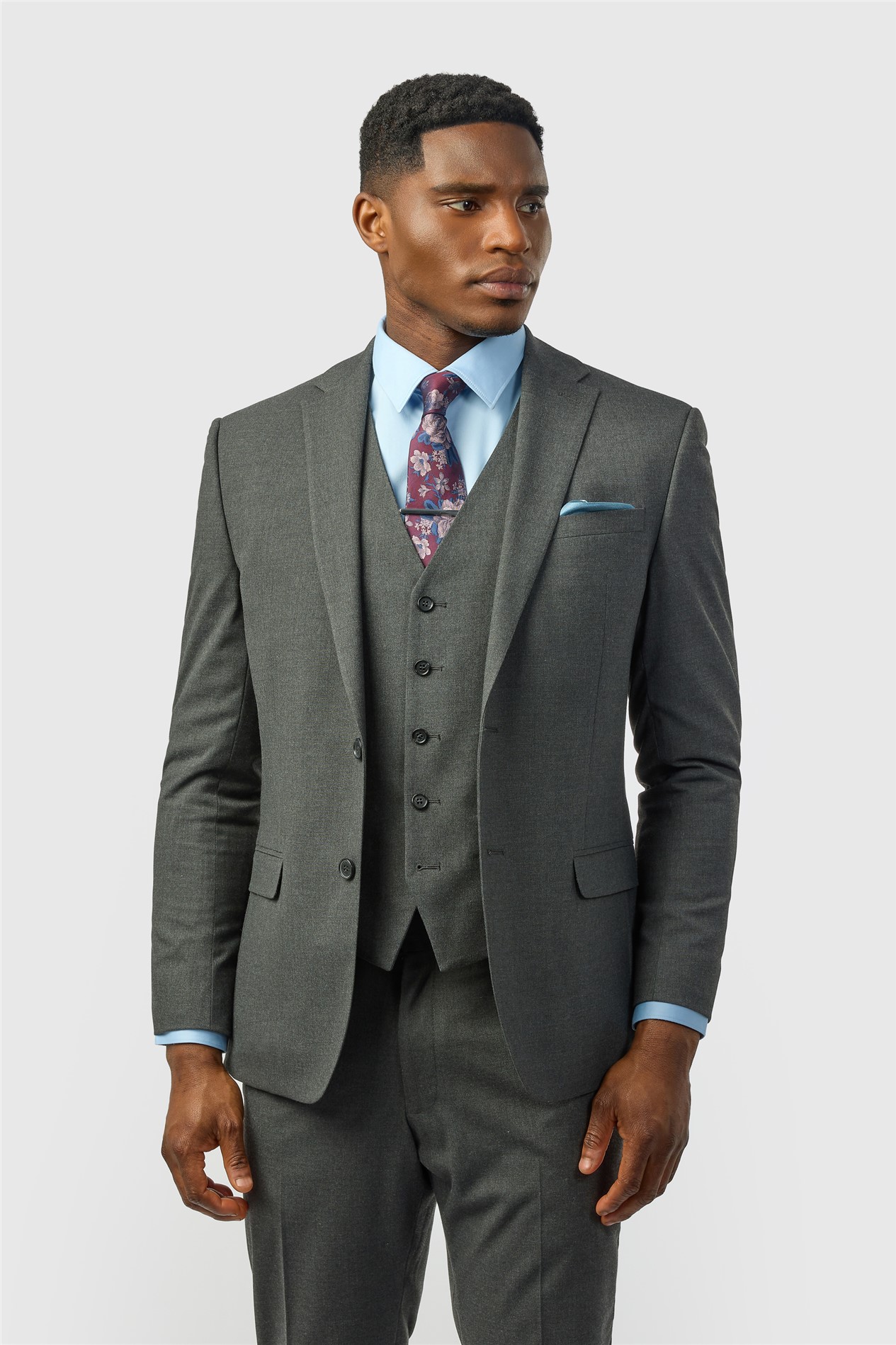 Limehaus Slim Fit Charcoal Stretch Jacket