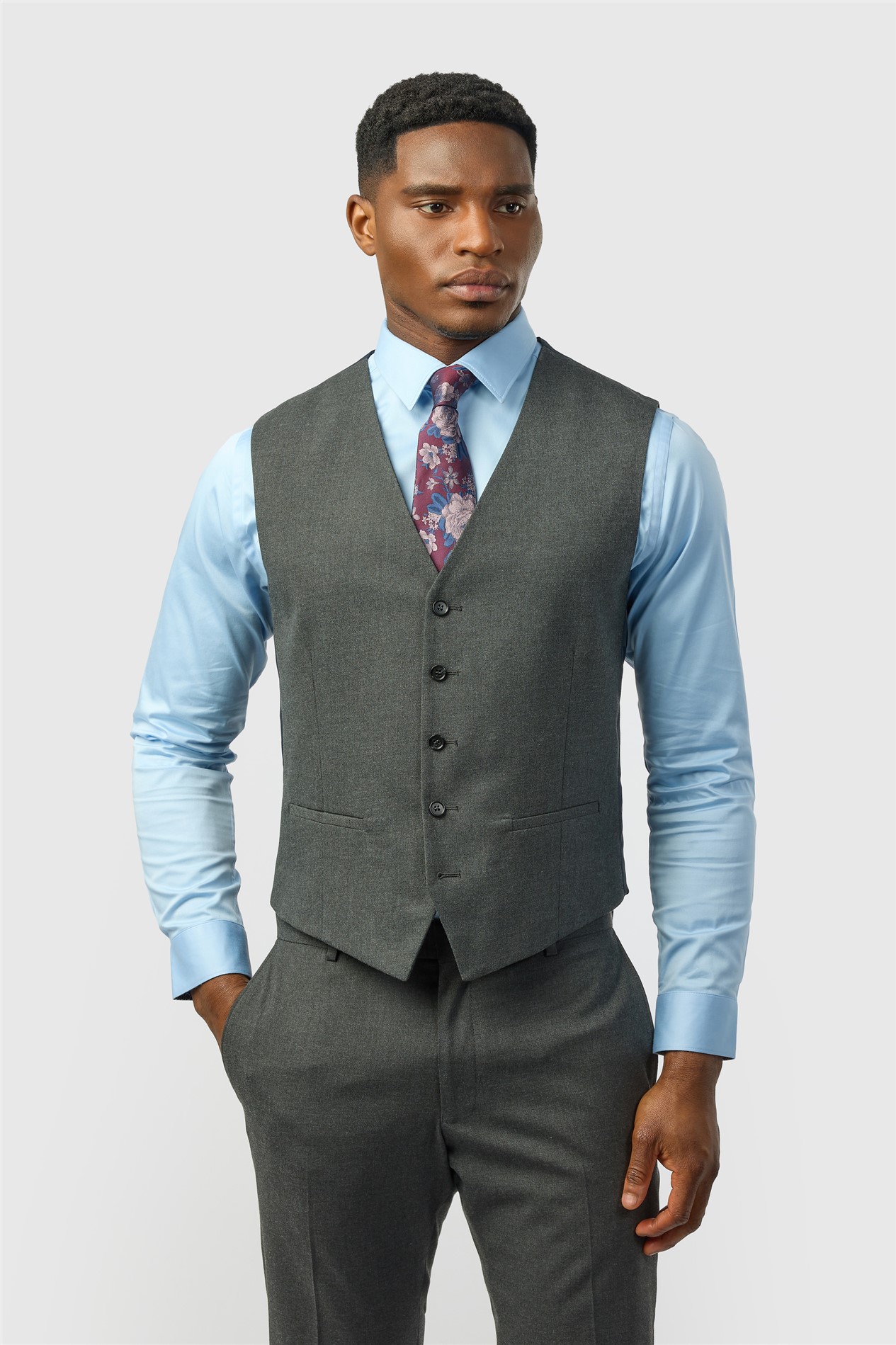Limehaus Slim Fit Charcoal Stretch Waistcoat