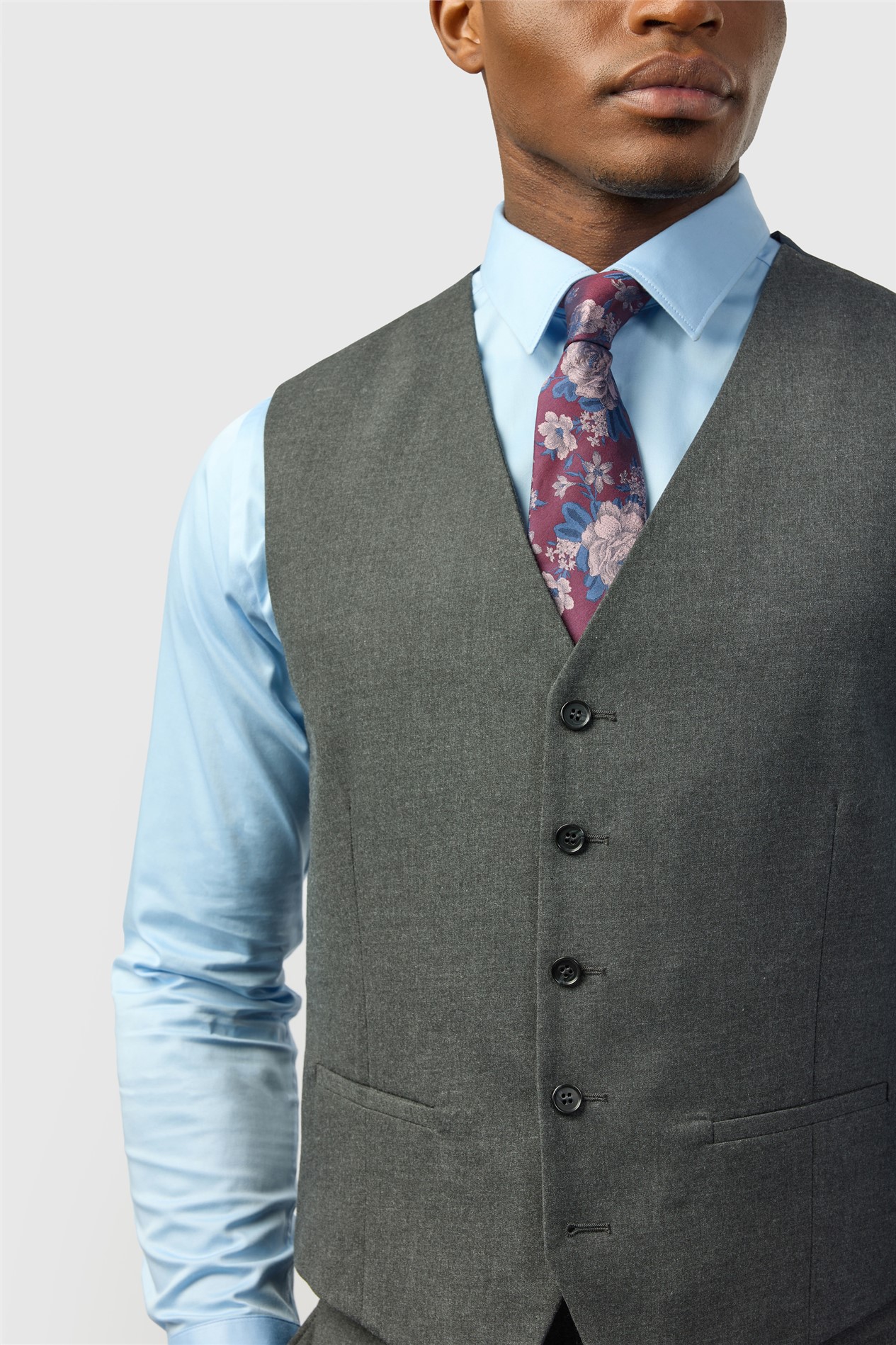 Limehaus Slim Fit Charcoal Stretch Waistcoat