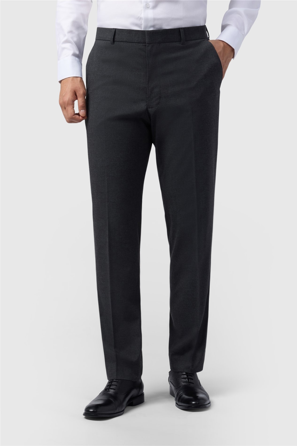 Limehaus Regular Fit Charcoal Stretch Trousers