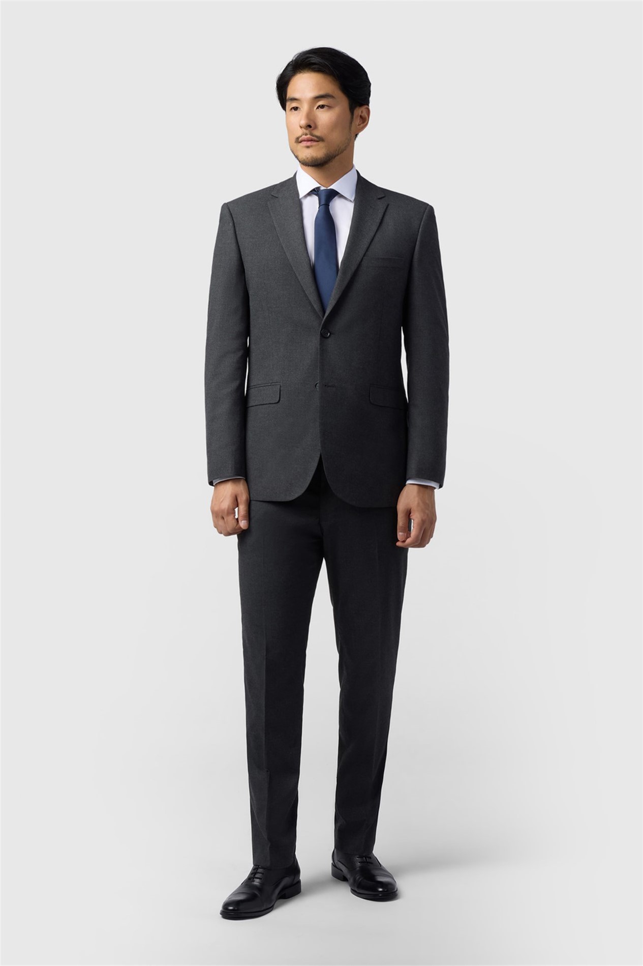 Limehaus Regular Fit Charcoal Stretch Trousers