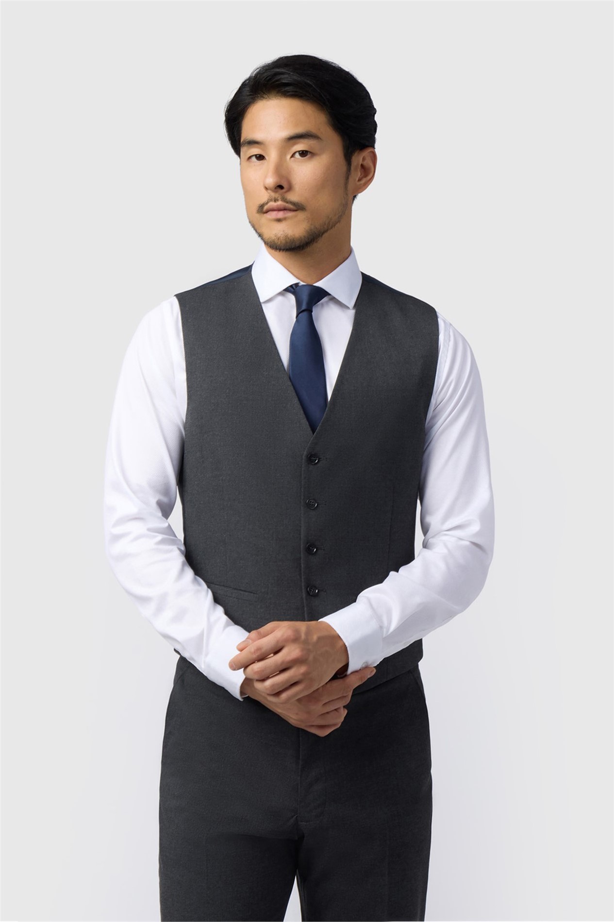 Limehaus Regular Fit Charcoal Stretch Waistcoat