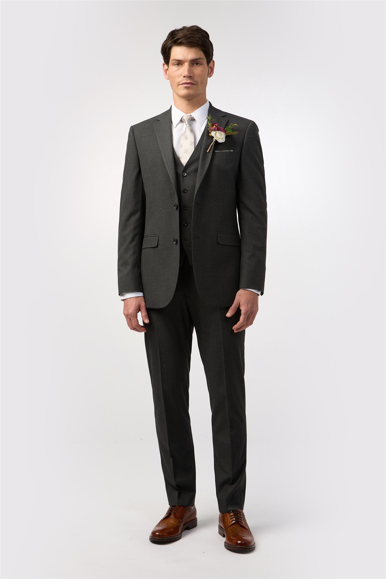 Limehaus Regular Fit Charcoal Stretch Waistcoat