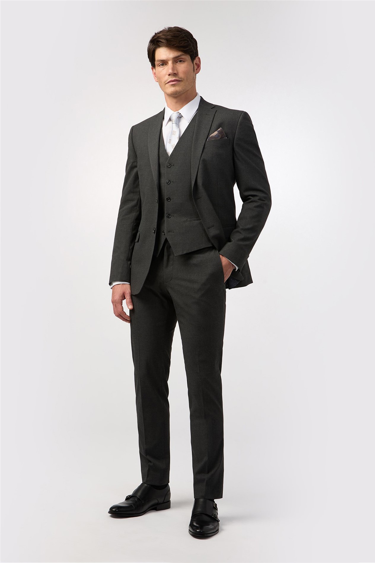 Limehaus Tailored Fit Charcoal Stretch Jacket