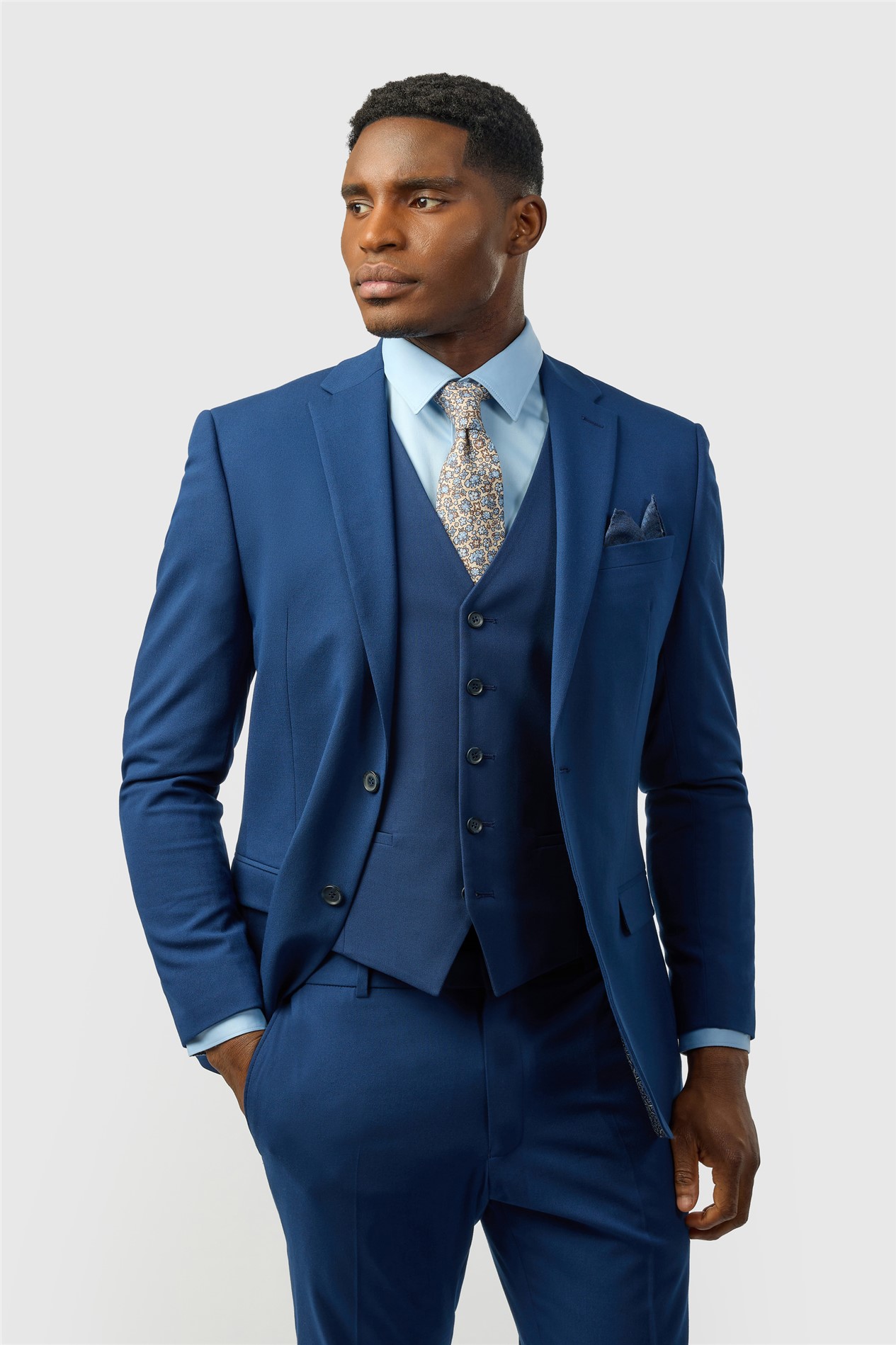 Limehaus Slim Fit Blue Stretch Jacket