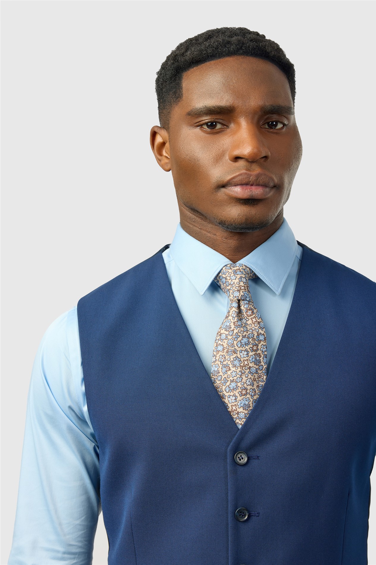 Limehaus Slim Fit Blue Stretch Waistcoat
