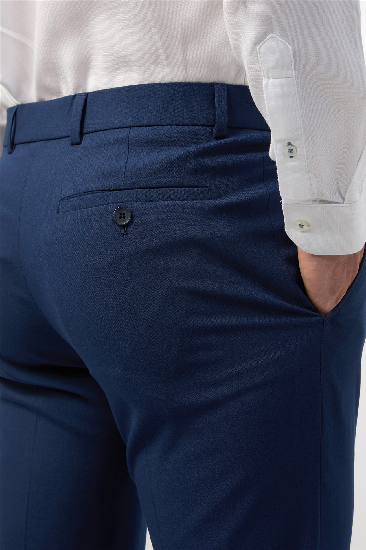 Limehaus Tailored Fit Blue Stretch Trousers