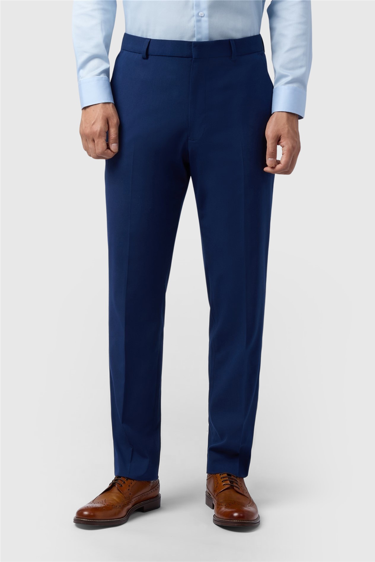 Limehaus Regular Fit Blue Stretch Trousers