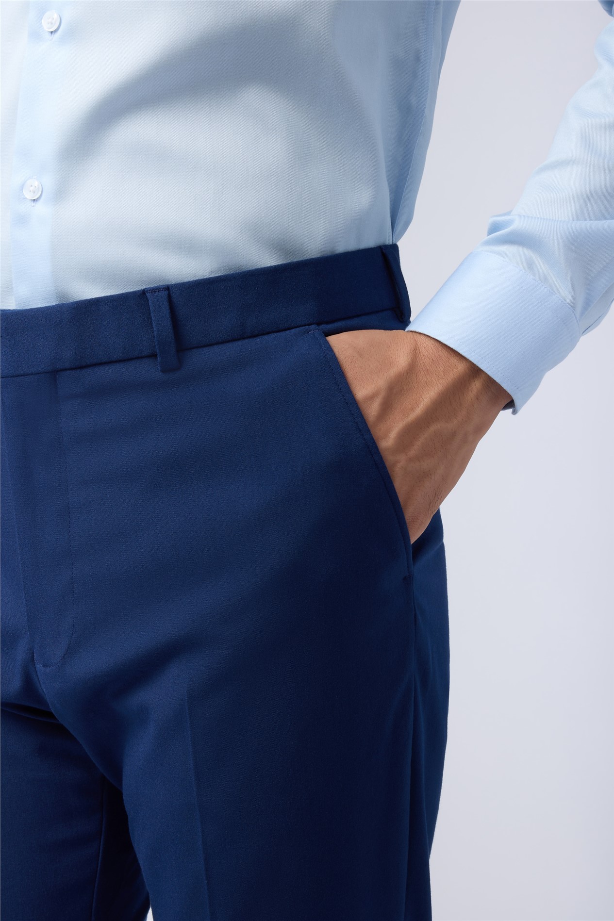 Limehaus Regular Fit Blue Stretch Trousers