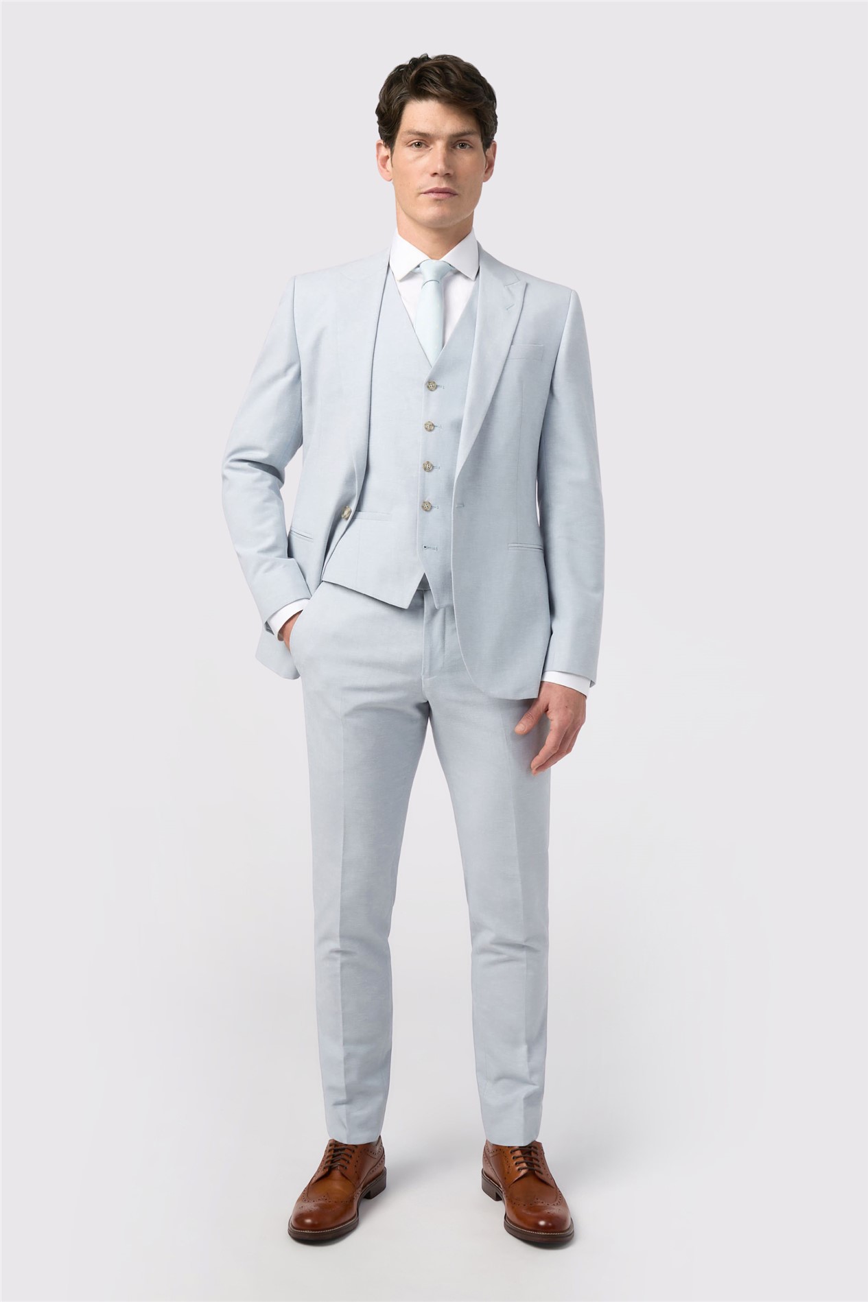 Alexandre Tailored Fit Soft Blue Linen Jacket