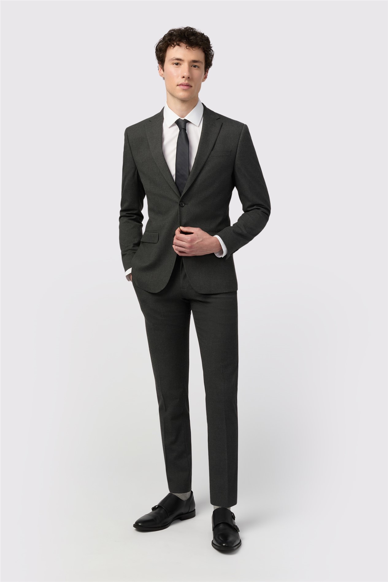 Limehaus Skinny Fit Charcoal Stretch Jacket