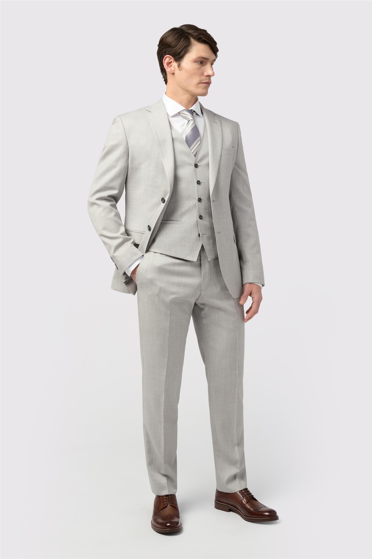 Alexandre Tailored Fit Italian Super 110's Grey Twill Jacket