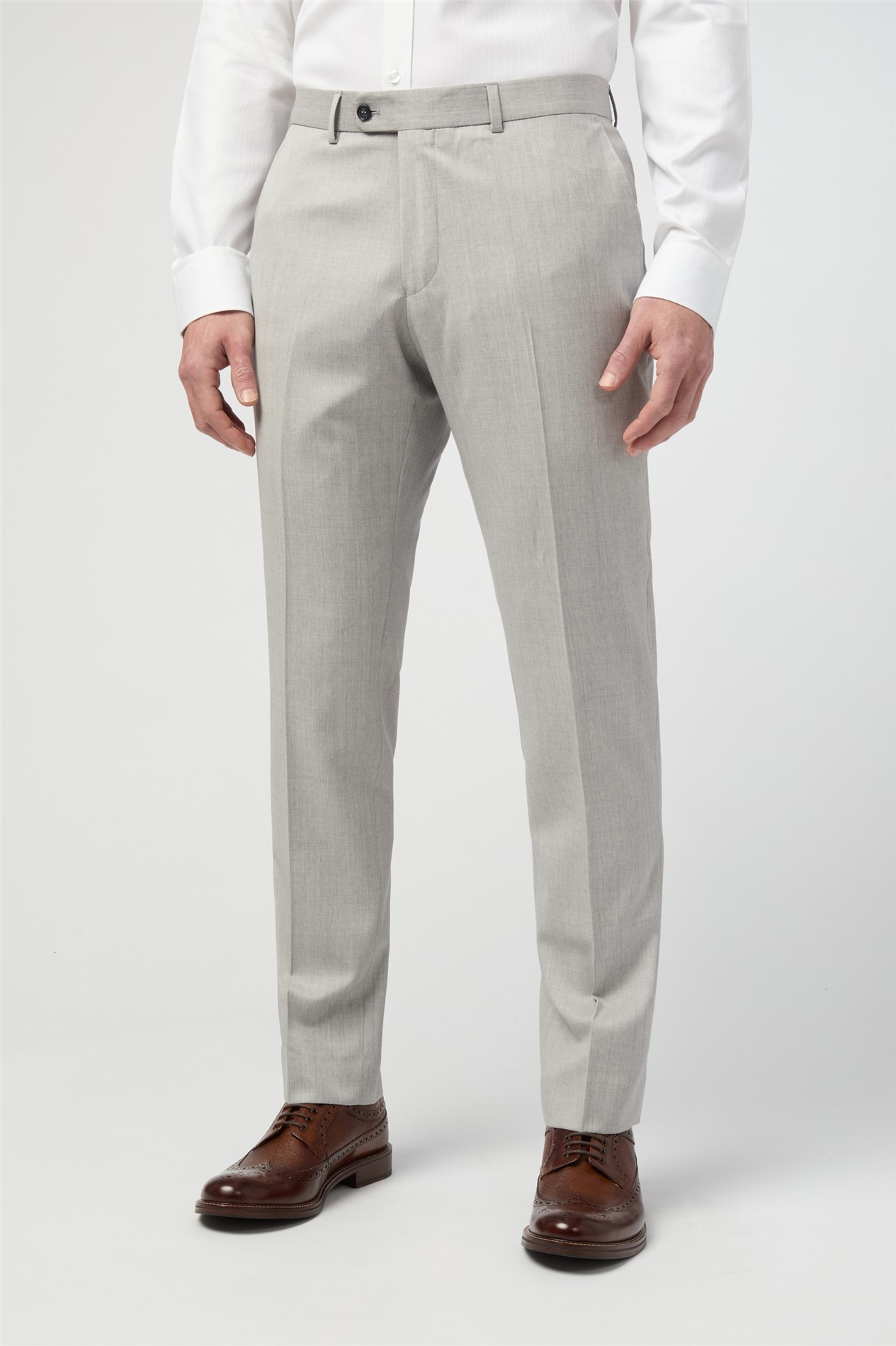  Tailored Fit Italian Grey Twill Trousers
