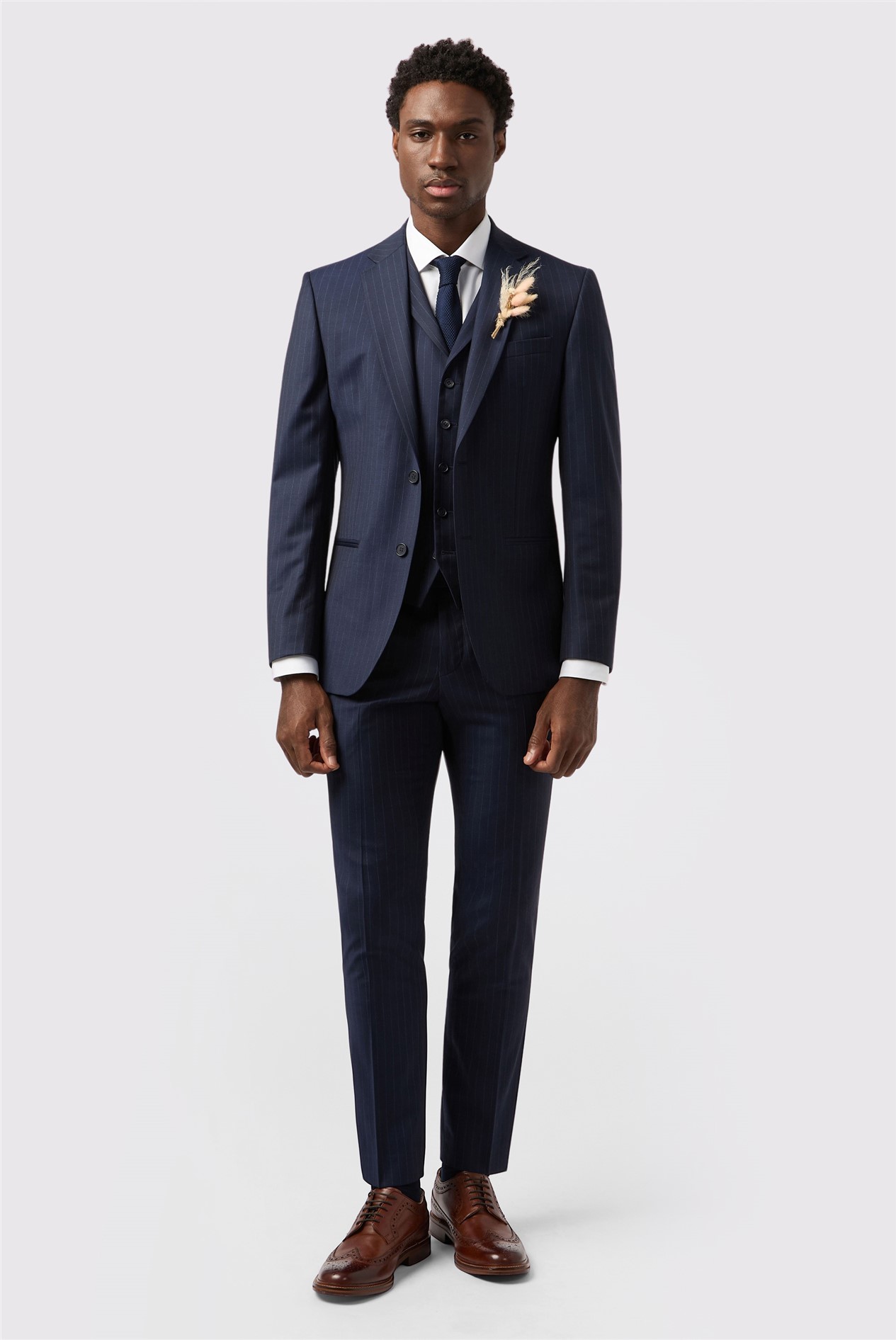 Alexandre Tailored Fit Performance Navy Stripe Jacket