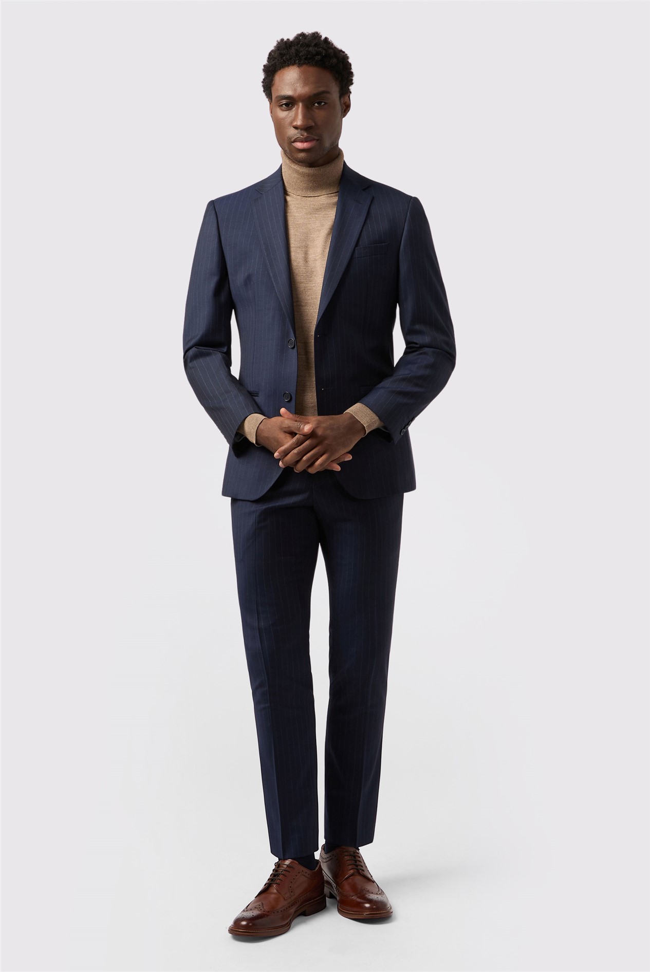Alexandre Tailored Fit Performance Navy Stripe Jacket