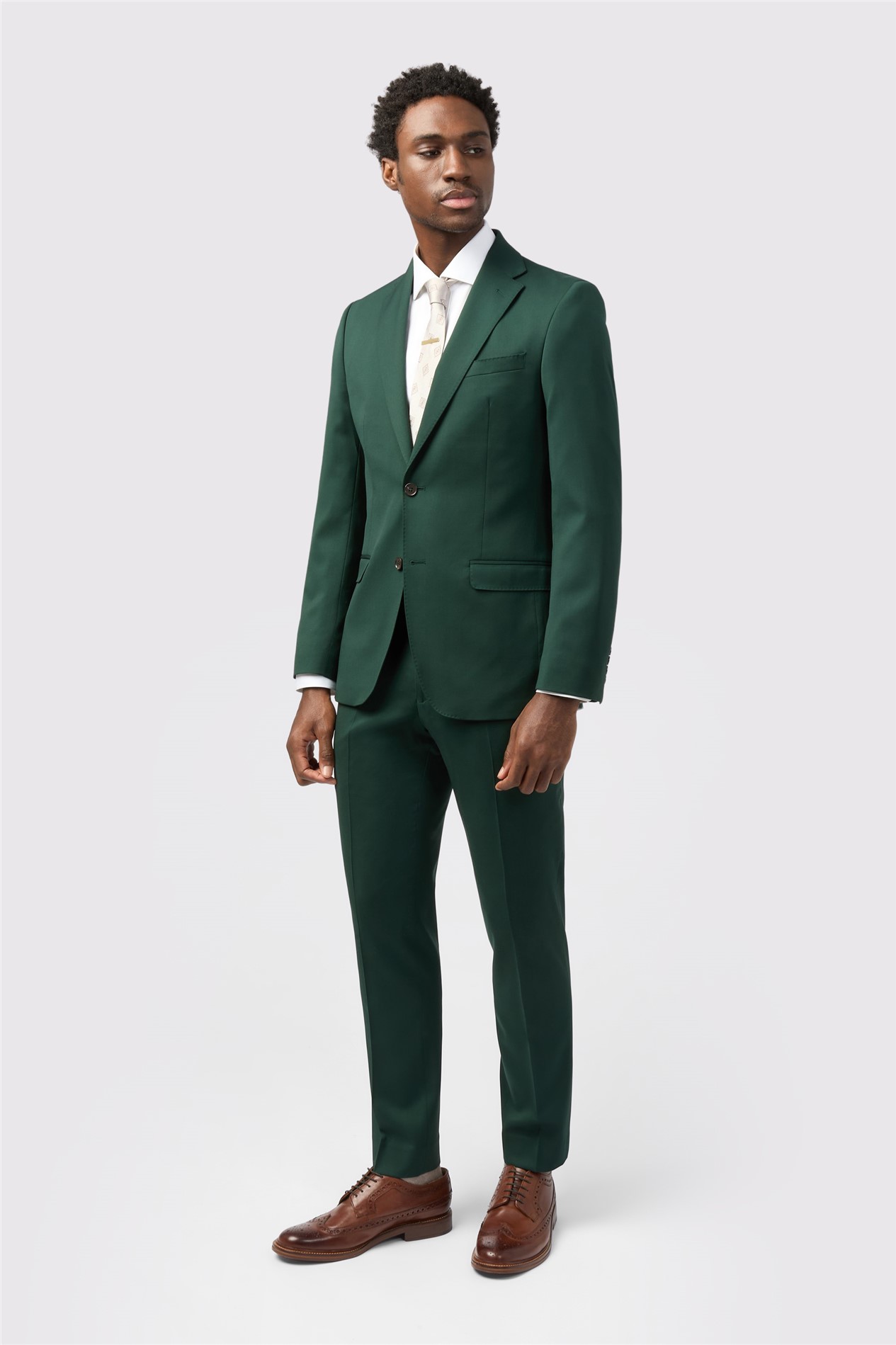 Alexandre Tailored Fit Italian Super 100'S Bottle Green Twill Jacket