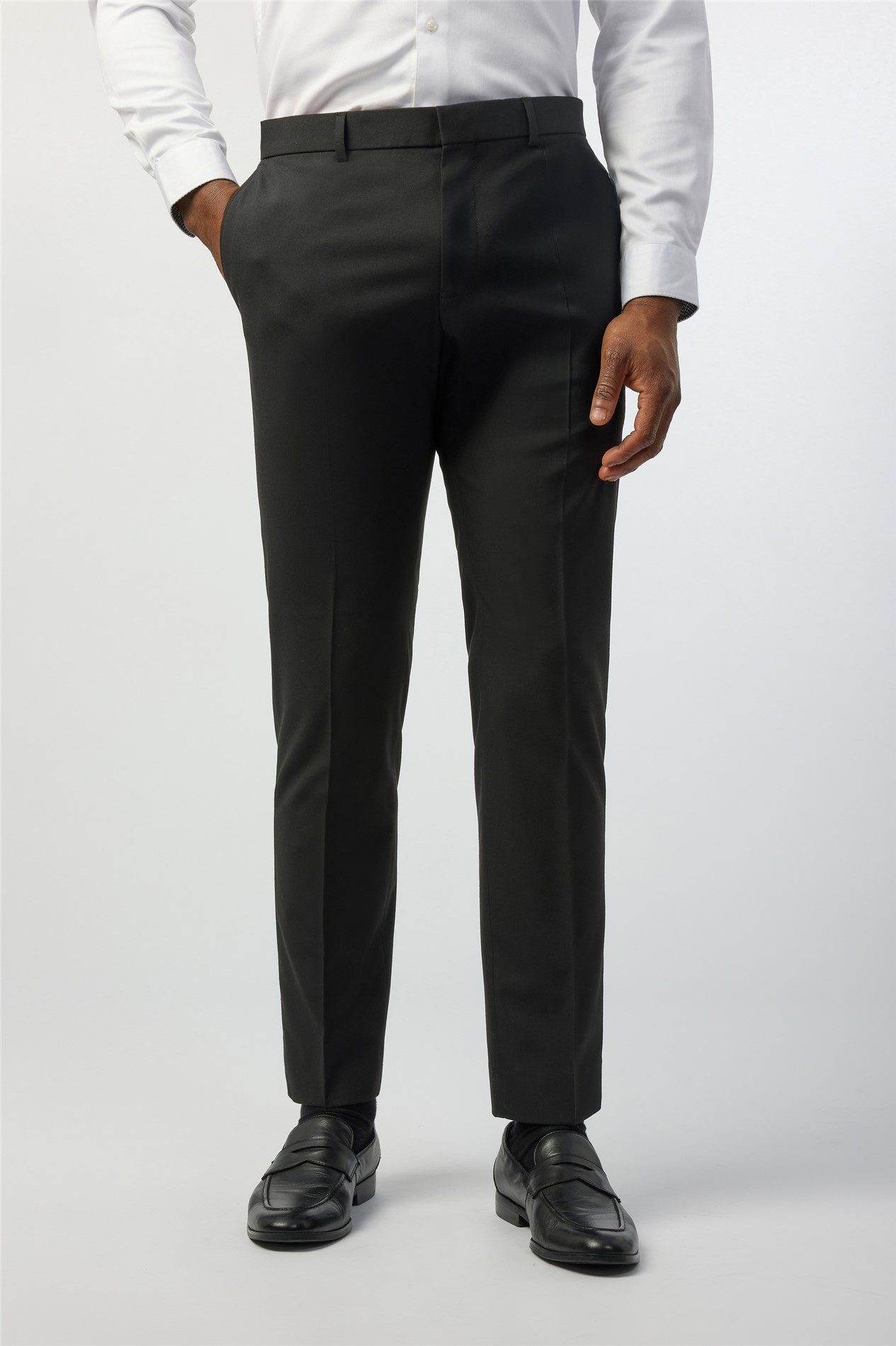 Limehaus Slim Fit Black Stretch Trousers