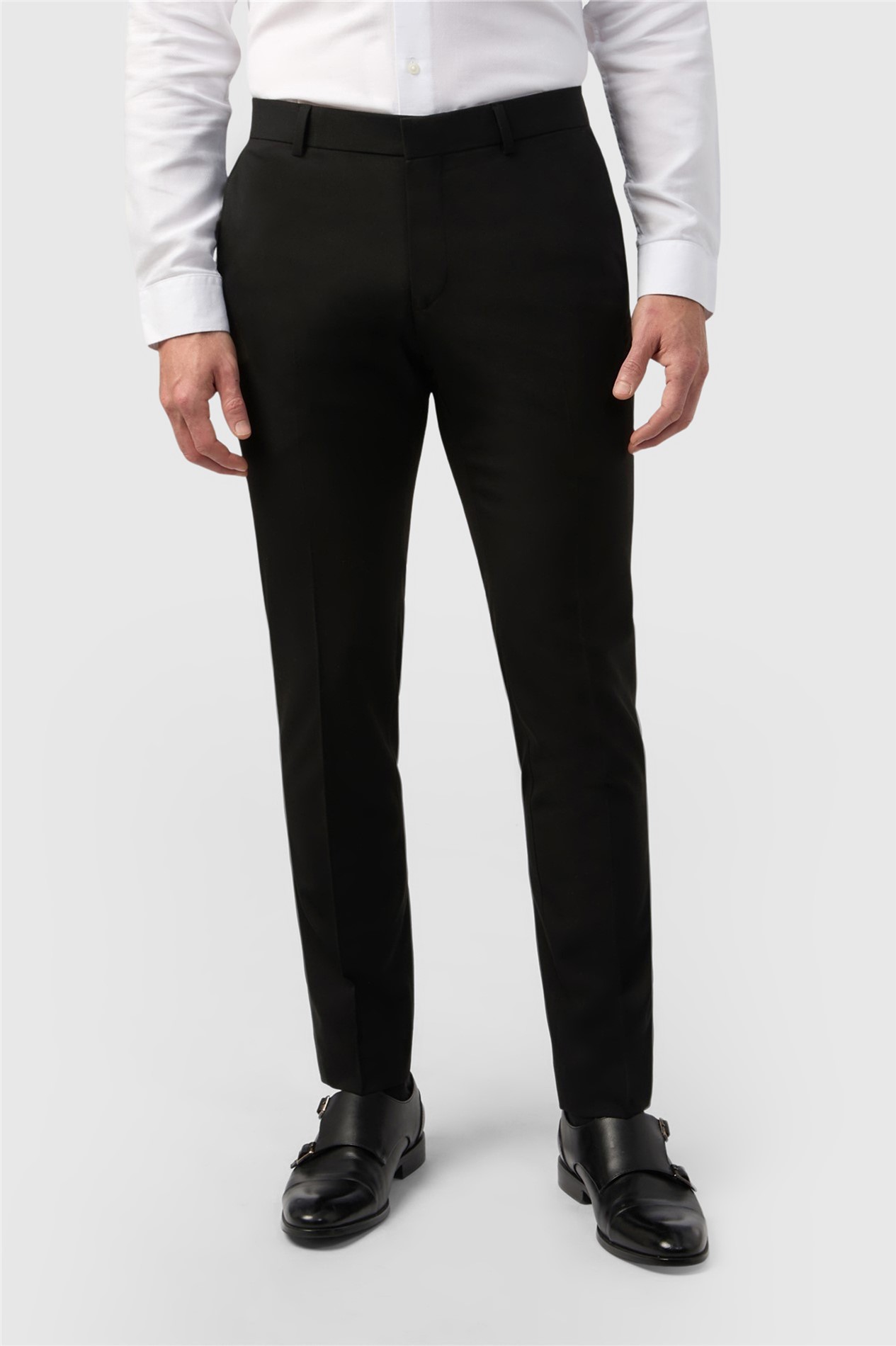 Limehaus Tailored Fit Black Stretch Trousers