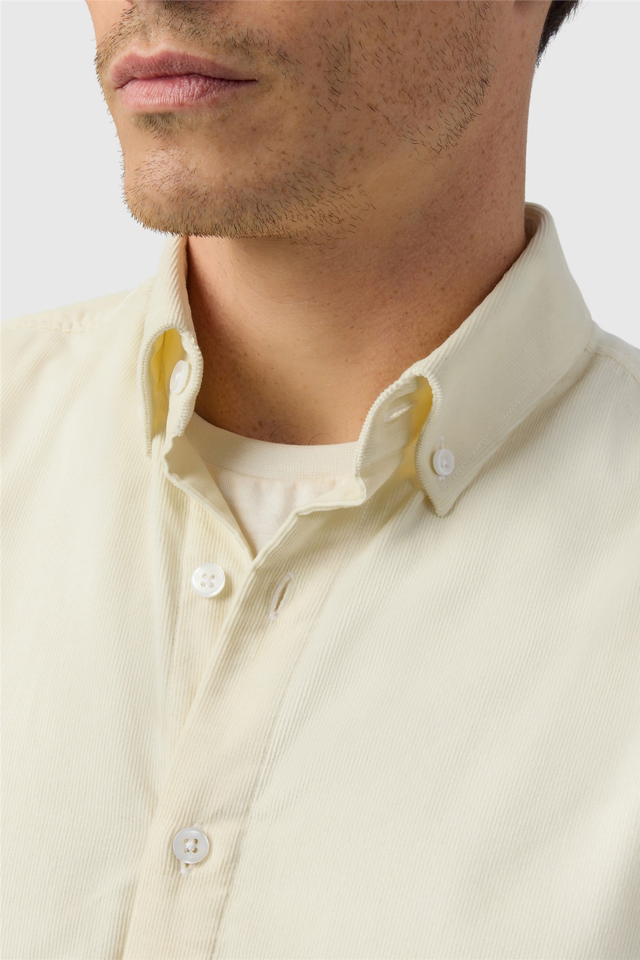 Melka Ecru Corduroy Button Down Shirt
