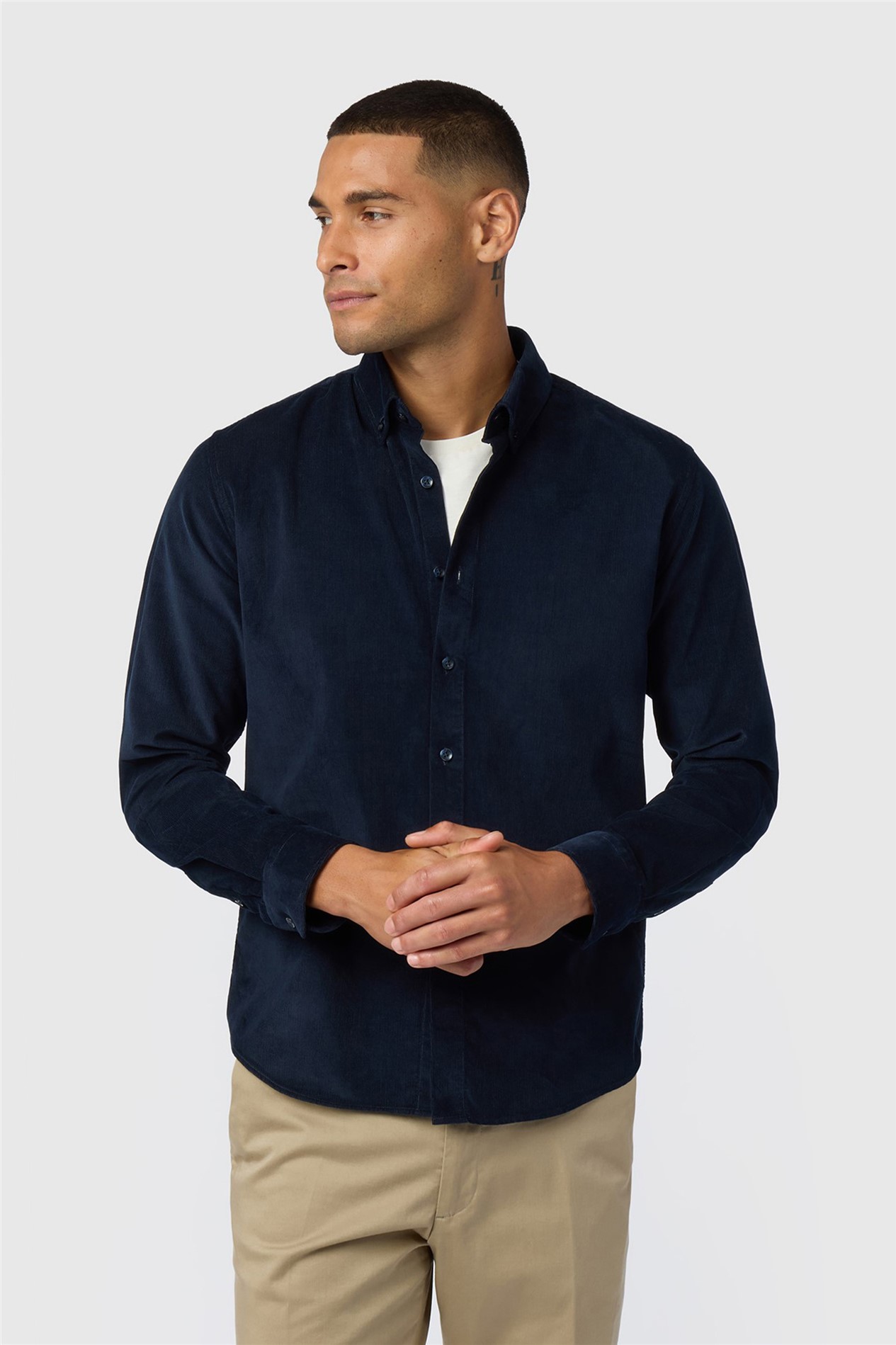 Melka Navy Corduroy Button Down Shirt