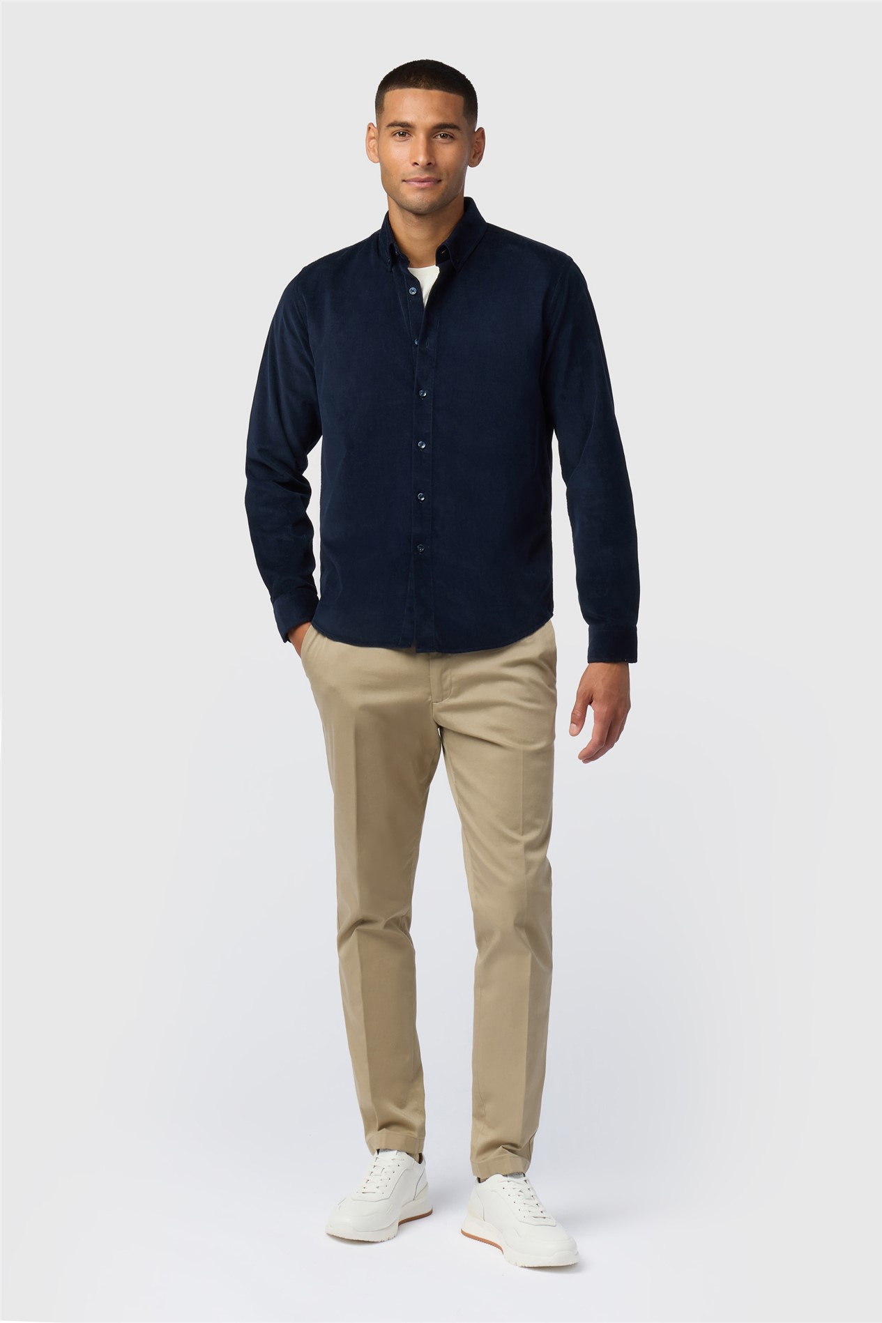 Melka Navy Corduroy Button Down Shirt