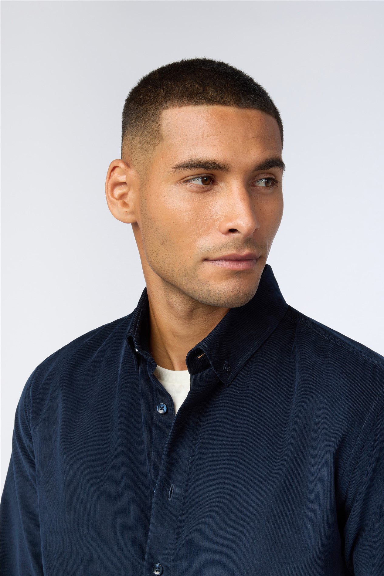 Melka Navy Corduroy Button Down Shirt