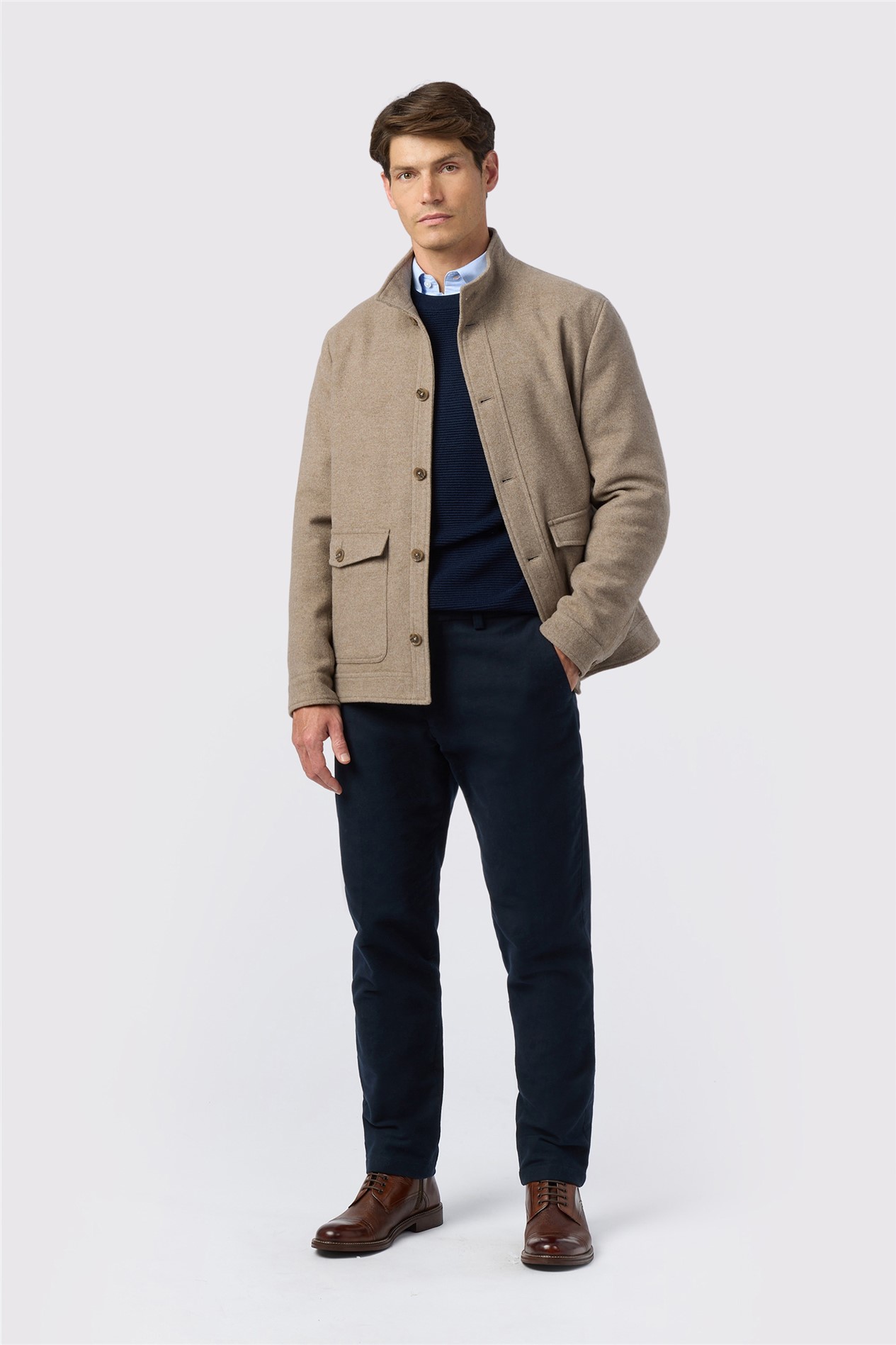 Melka Beige Funnel Neck Jacket
