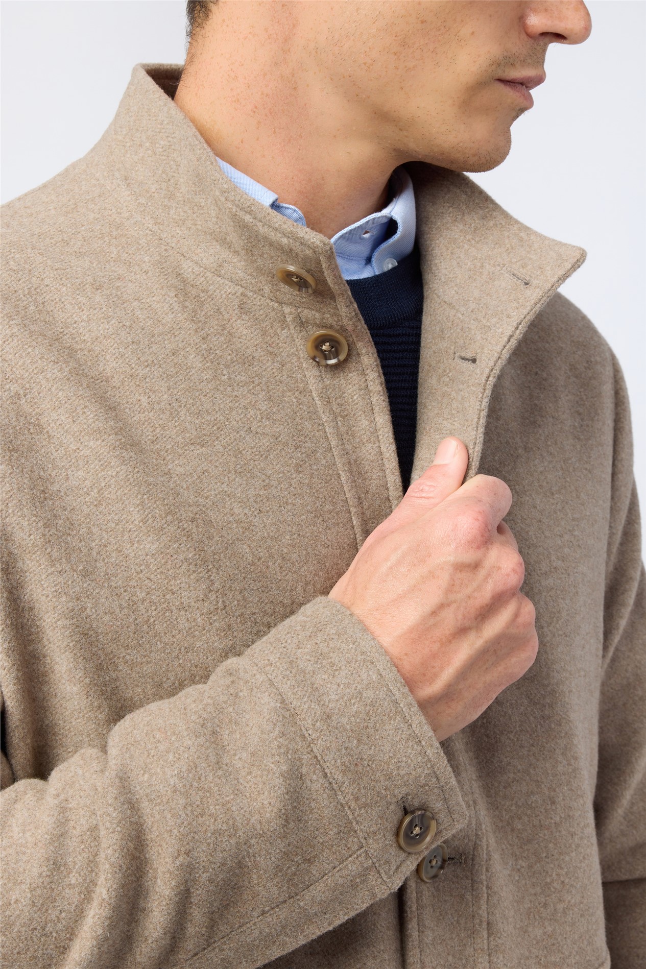 Melka Beige Funnel Neck Jacket
