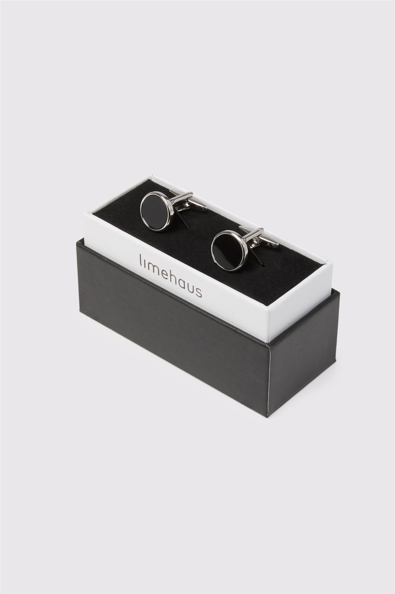  Silver Onyx Round Cufflinks