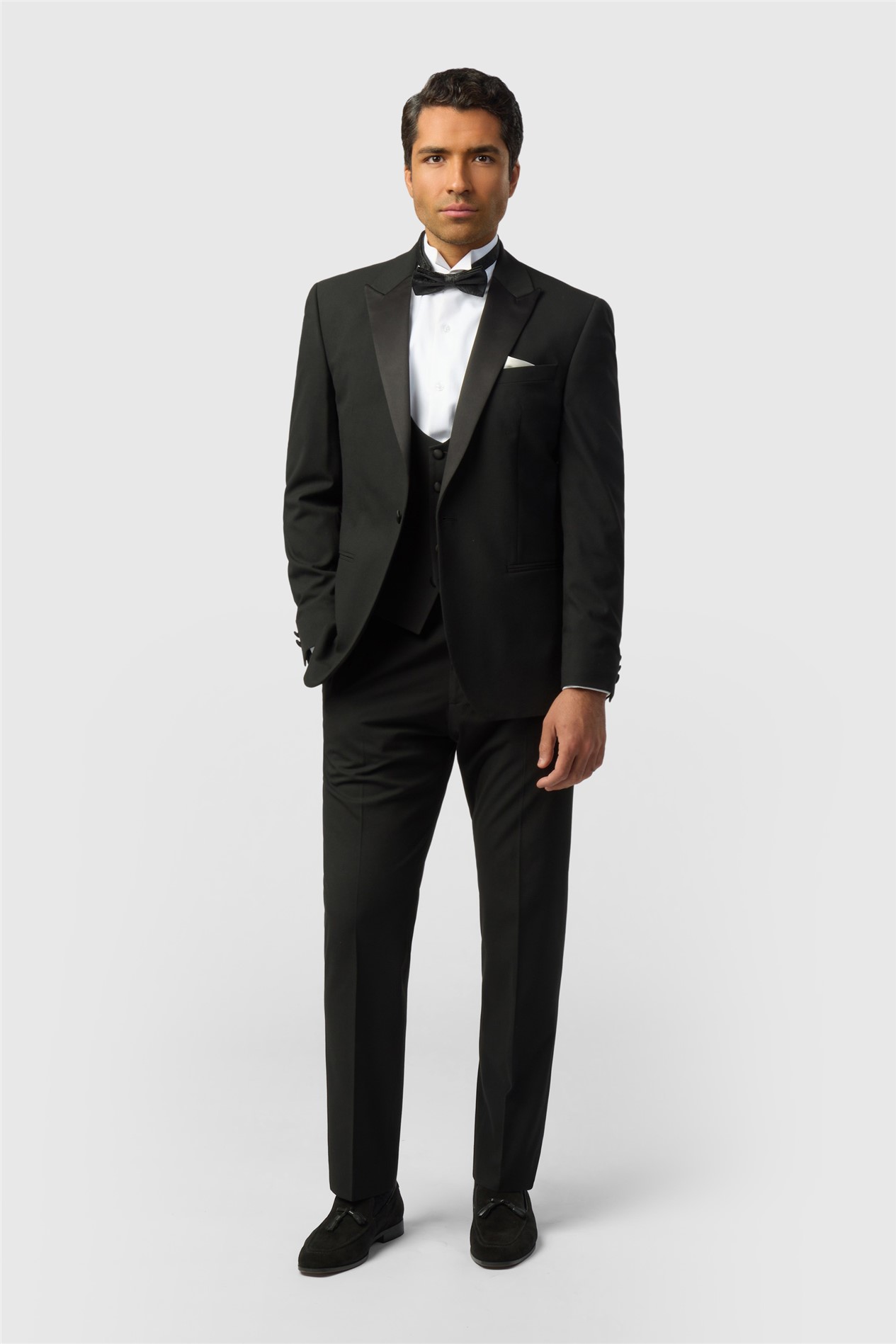 Limehaus Tailored Fit Stretch Black Tuxedo Jacket
