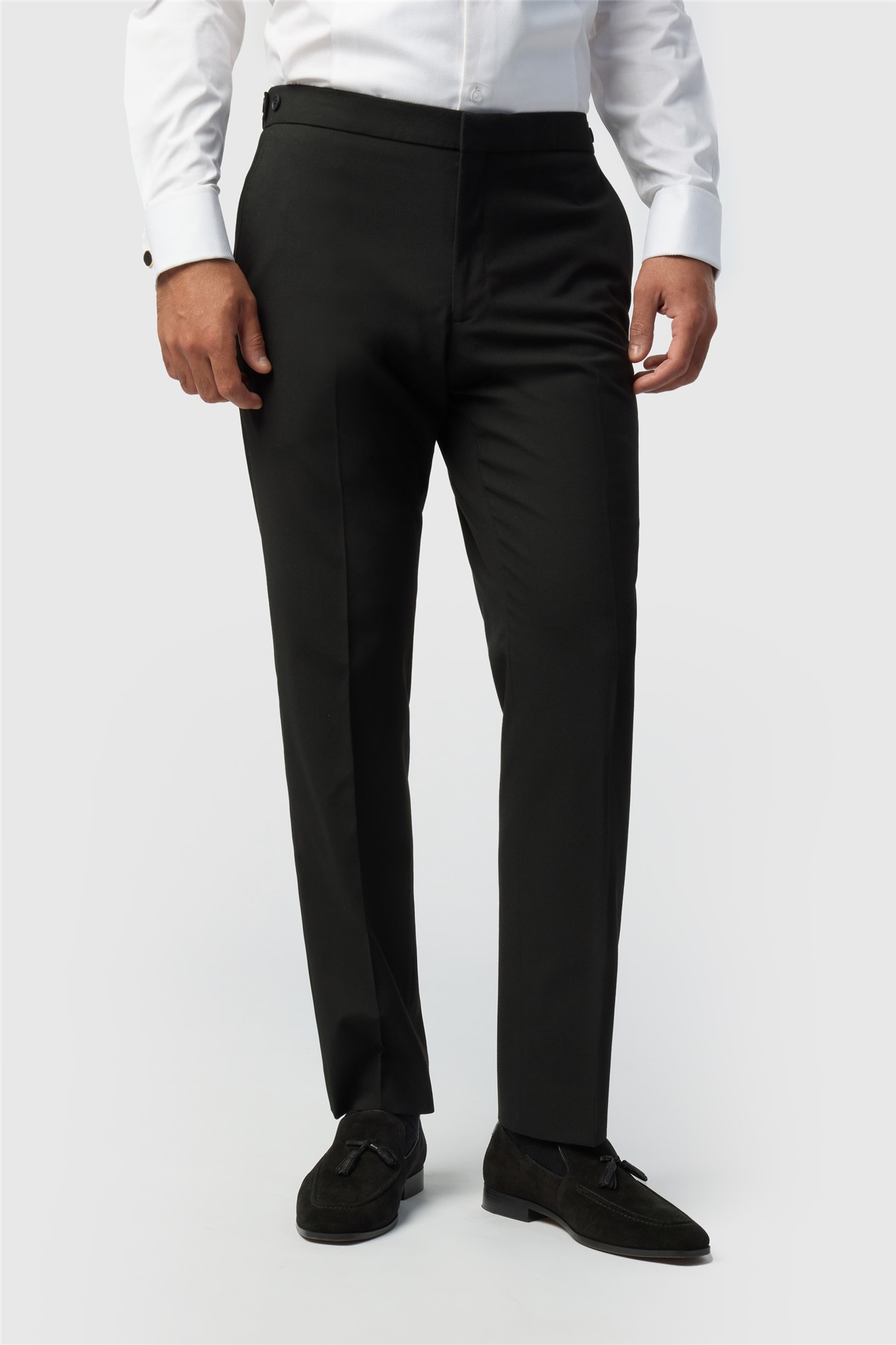 Limehaus Tailored Fit Black Stretch Tuxedo Trousers
