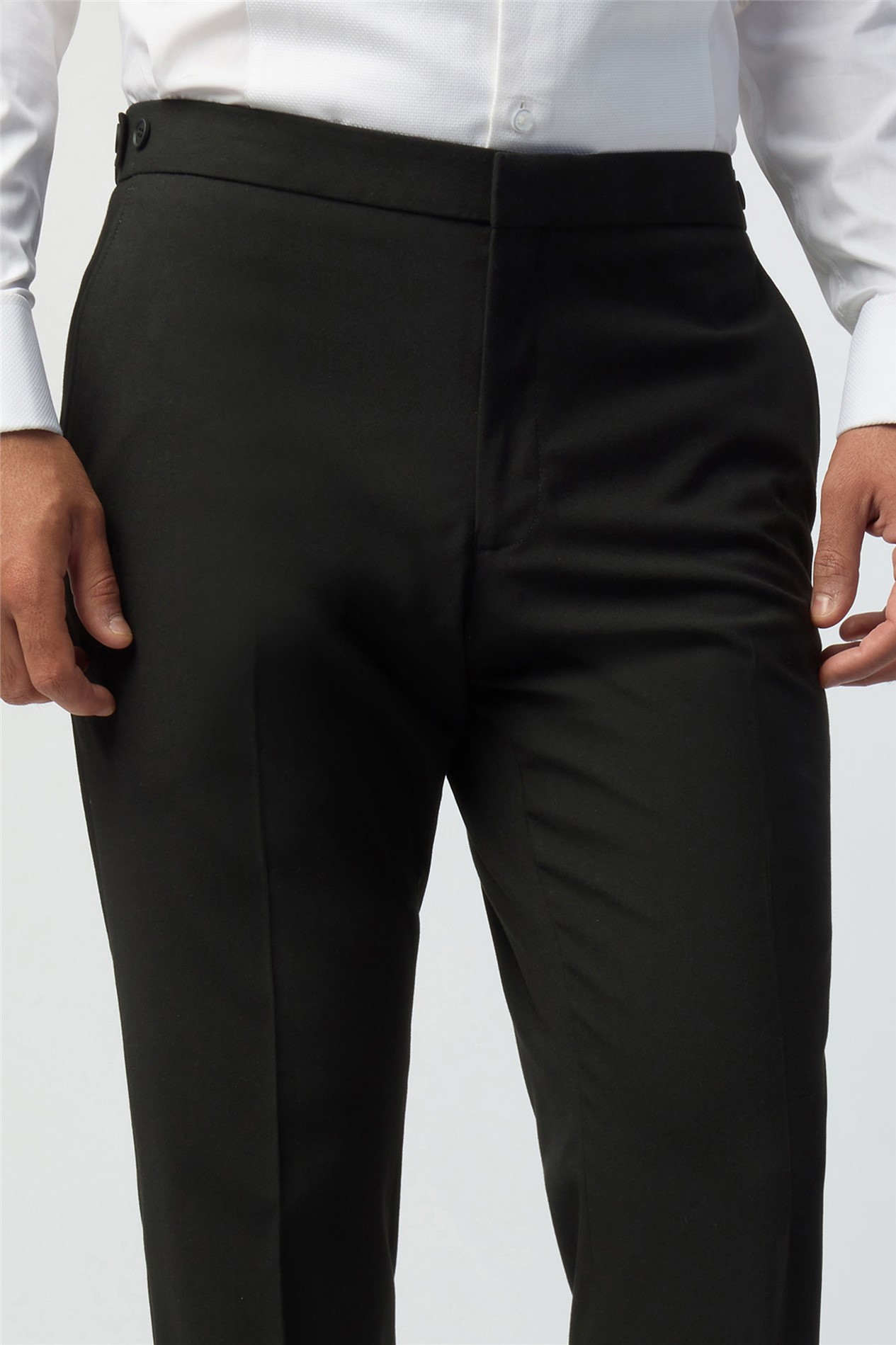 Limehaus Tailored Fit Black Stretch Tuxedo Trousers
