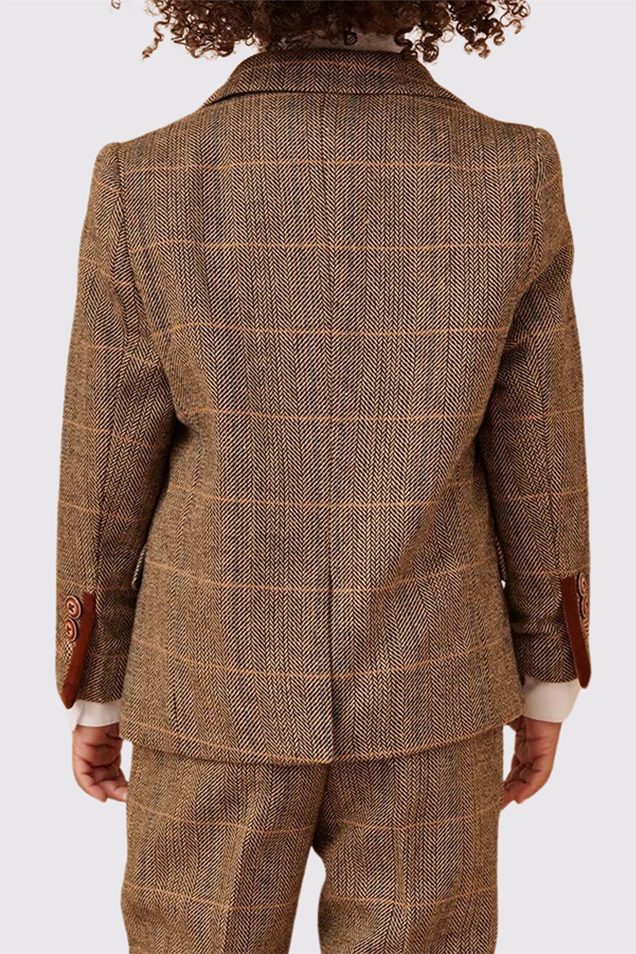 Marc Darcy Ted Children's Tan Check Three Piece Suit