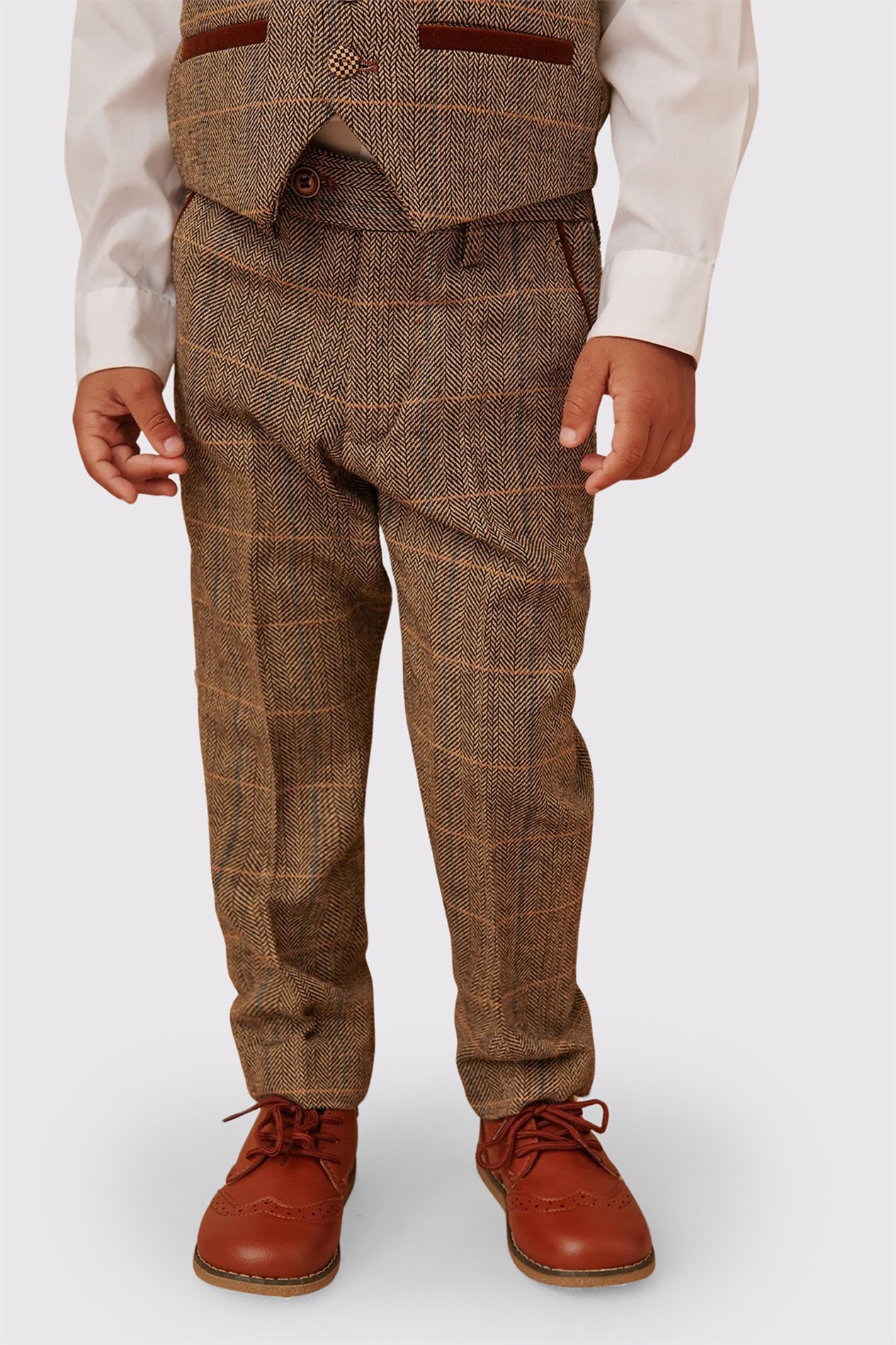 Marc Darcy Ted Children's Tan Check Three Piece Suit