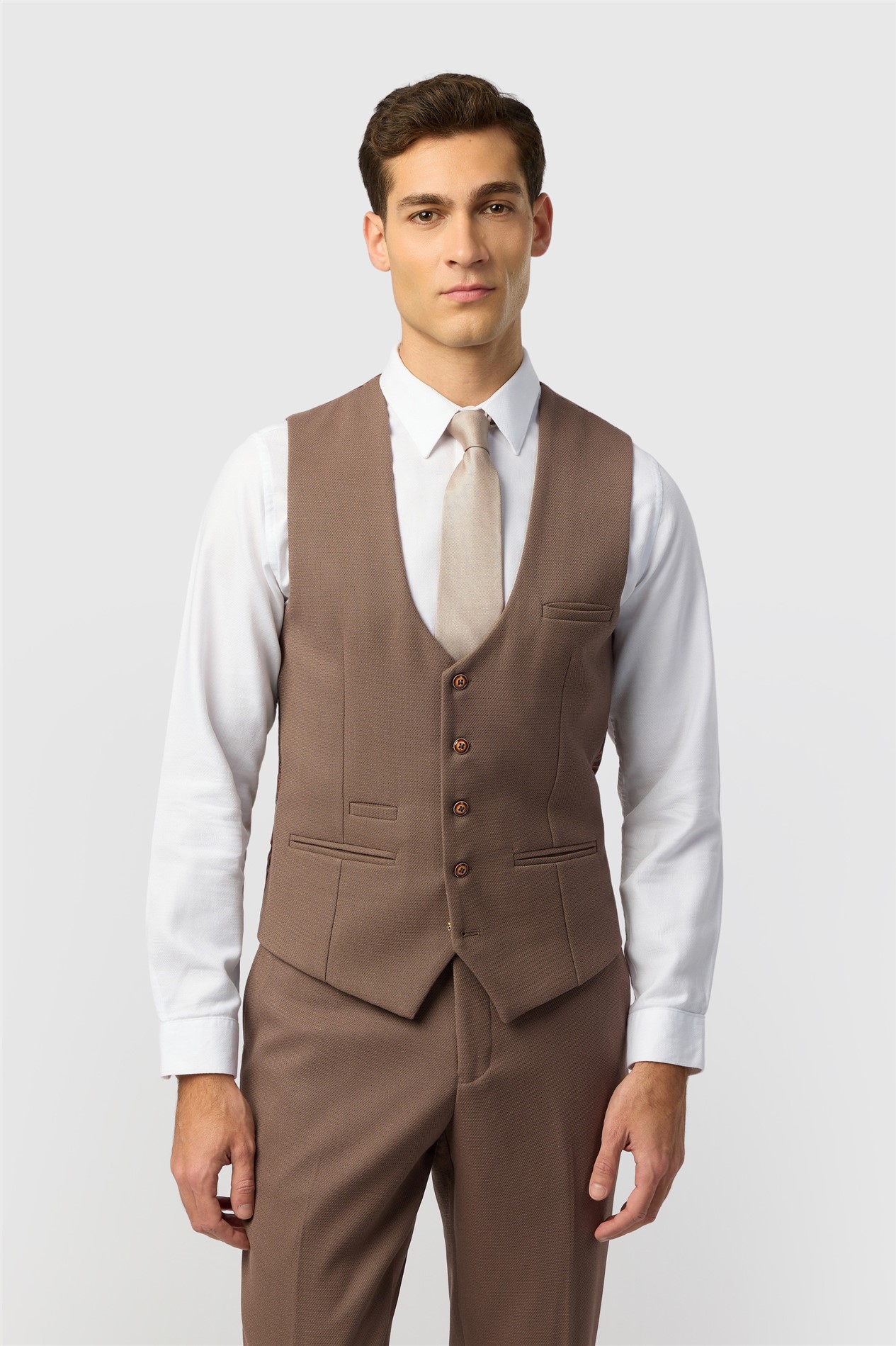 Marc Darcy Tailored Fit HM5 Tan Waistcoat