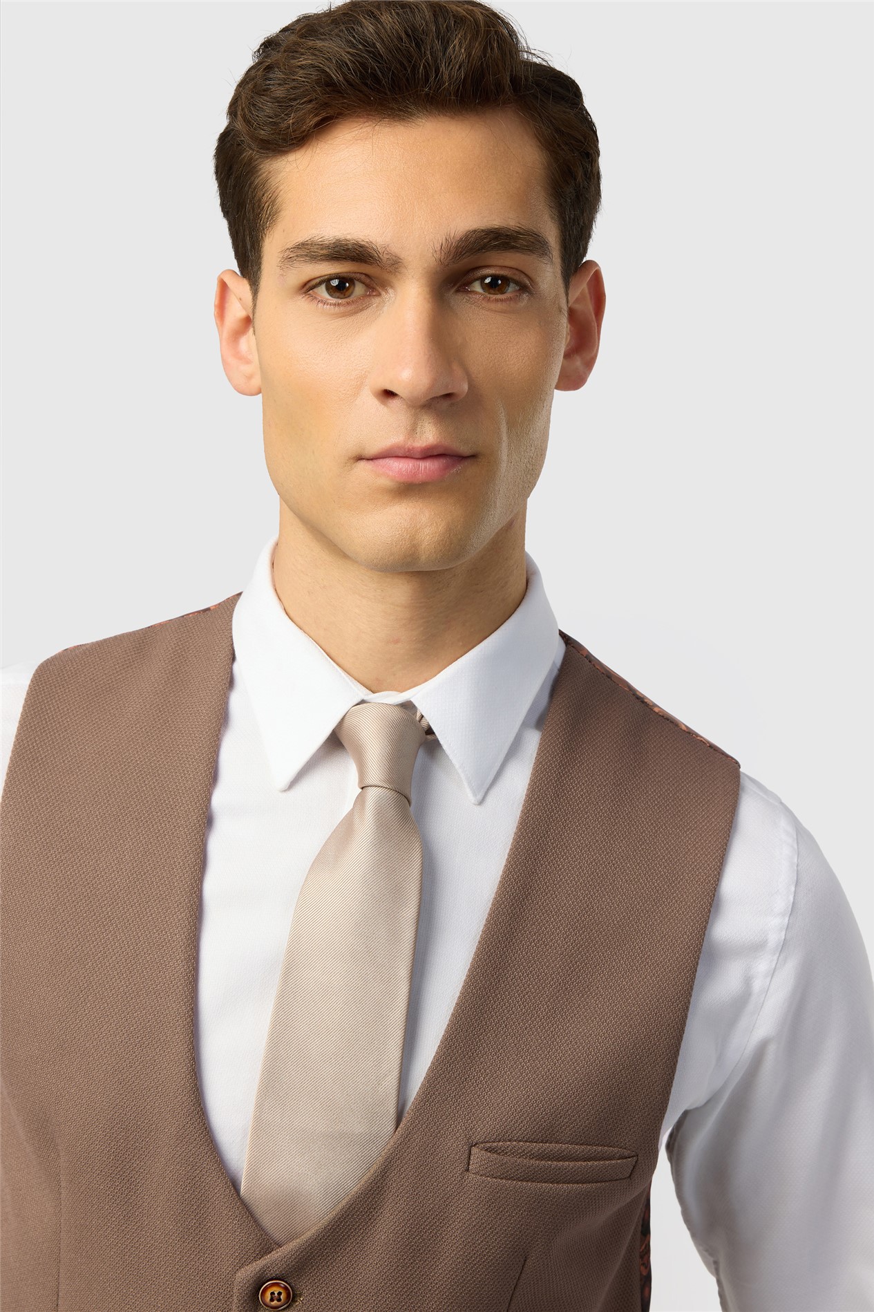 Marc Darcy Tailored Fit HM5 Tan Waistcoat