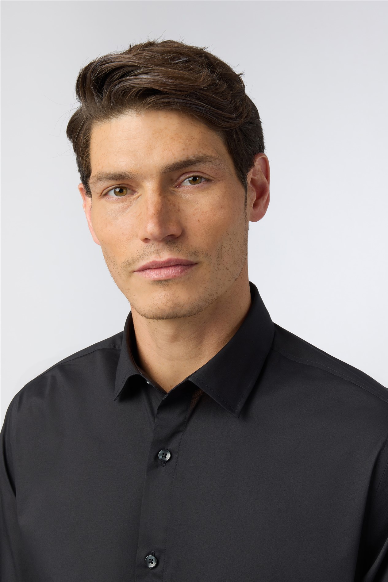Limehaus Tailored Fit Black Stretch Shirt